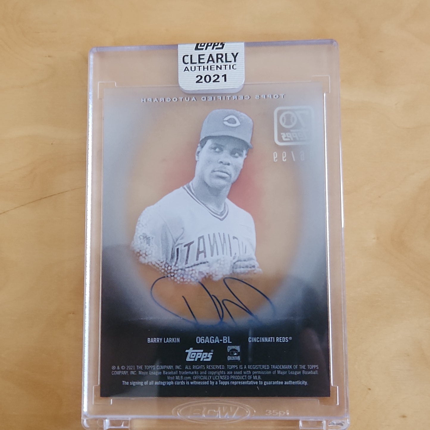 Topps Clear 70th Annivrsary Allen & Grinters Barry Larkin Auto 86/99 #06AGA-BL