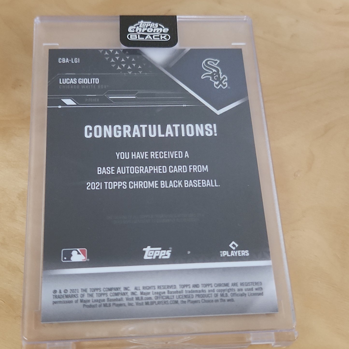 Topps Black Chrome Orange Parallel Lucas Giolito Auto 10/25 #CBA-LGI