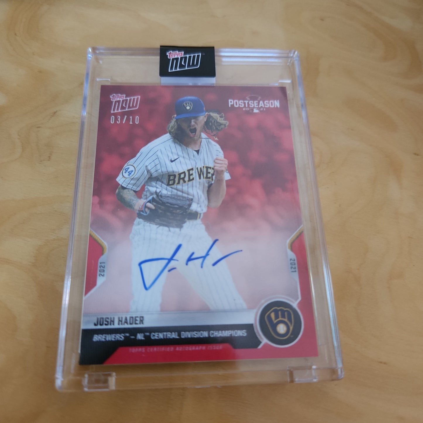 Topps Now Post Season Red Parallel Josh Hader Auto 3/10 #PS-240