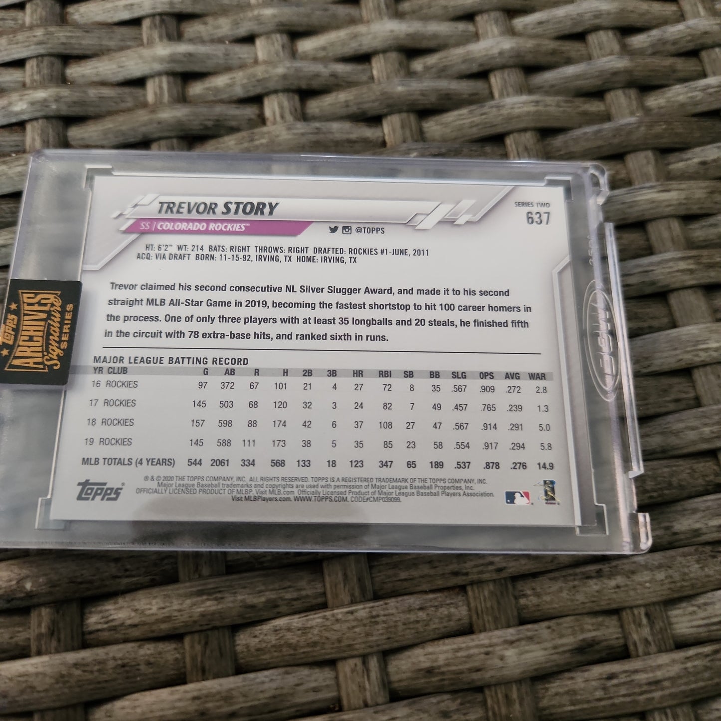 Non Sealed 2022 Topps Archives Signature Series Hobby Box With Topps Archive Signature Series Trevor Story Auto 58/88 Series 2 #637