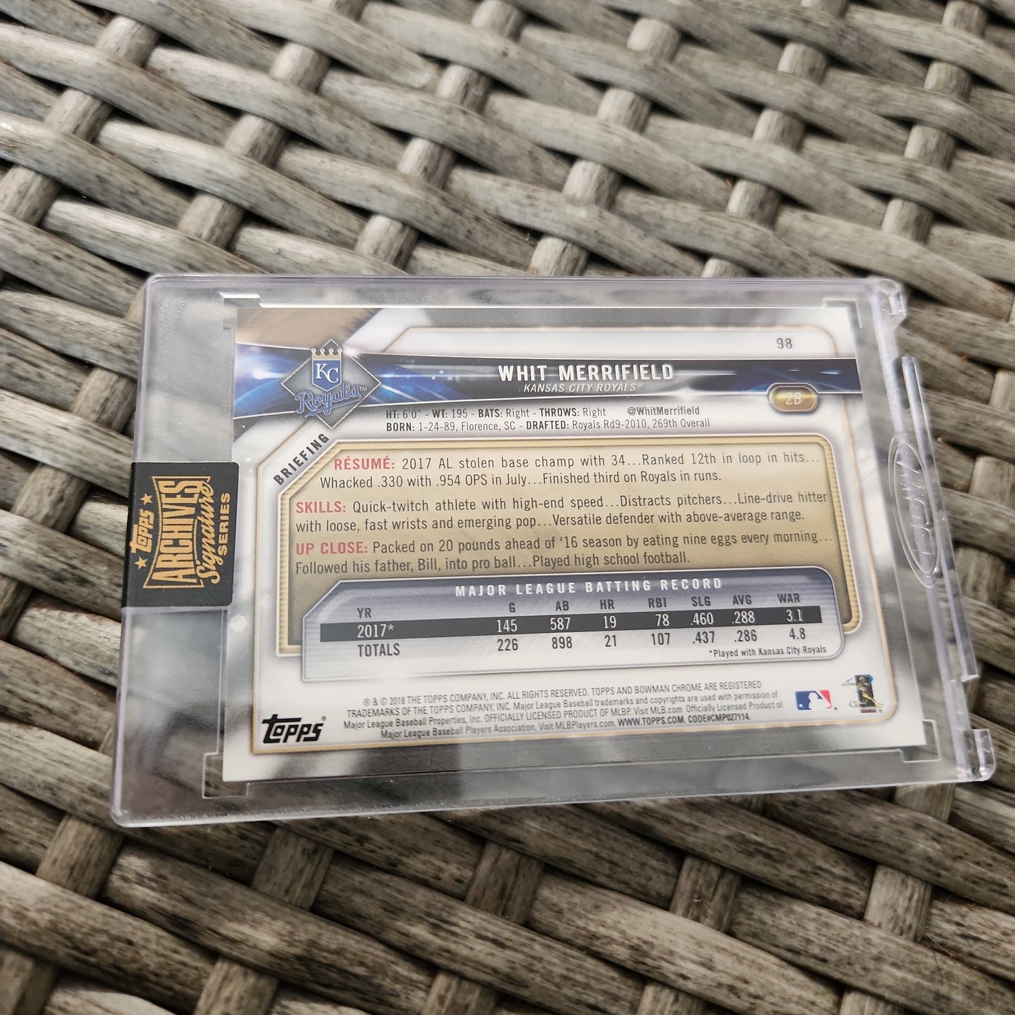 Non Sealed 2022 Topps Archives Signature Series Hobby Box  Topps Archive Signature Series  2nd Bowman Whit Merrifield Auto 06/81 #98