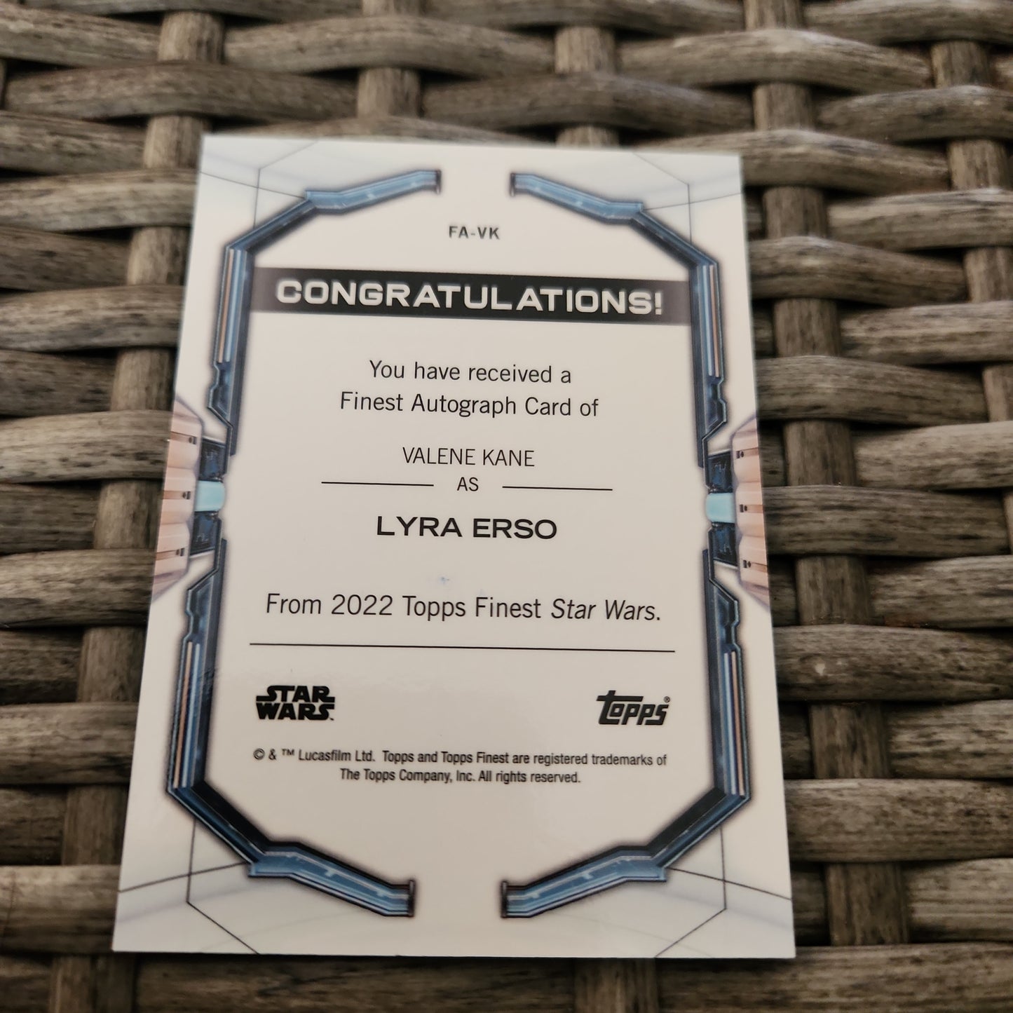 Topps Finest Star Wars Green Refractor Parallel Lyra Erso Auto 72/99 #FA-VK