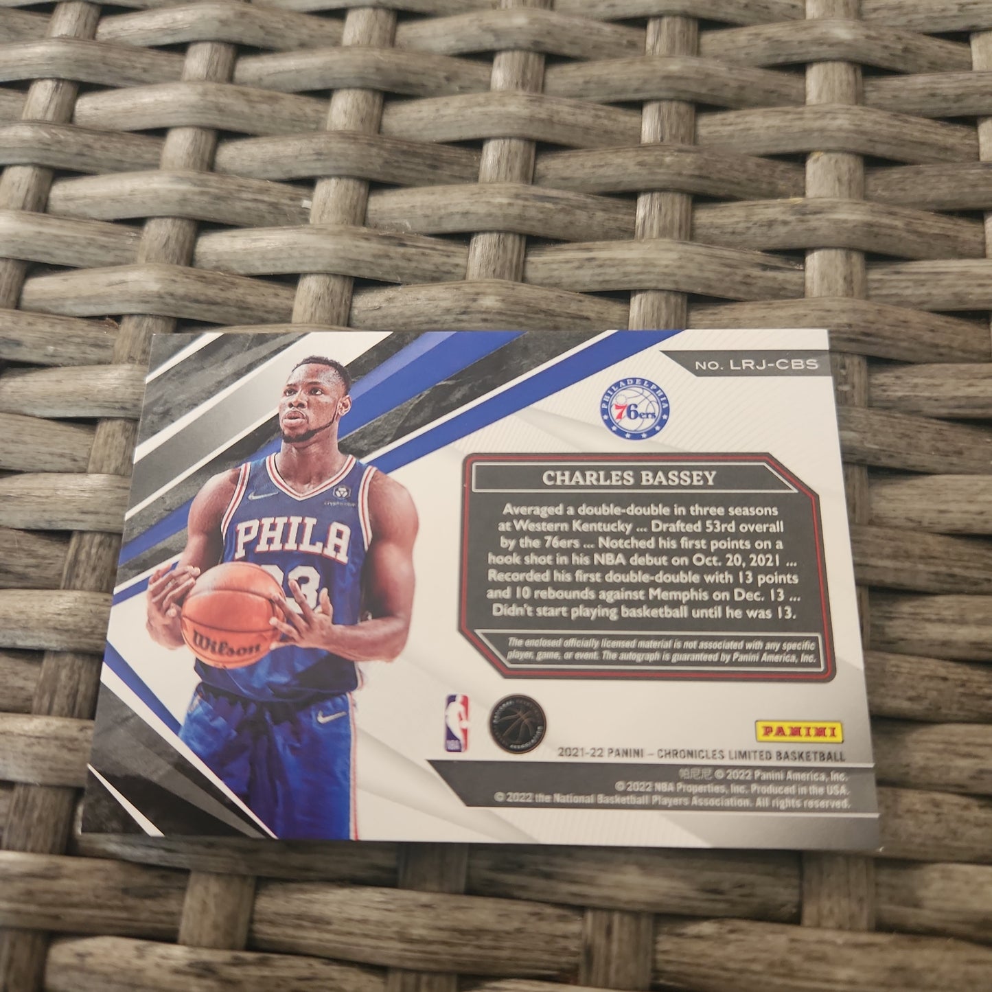Panini Limited Charles Bassry RC Jersey Patch Auto 91/99 #LRJ-CBS