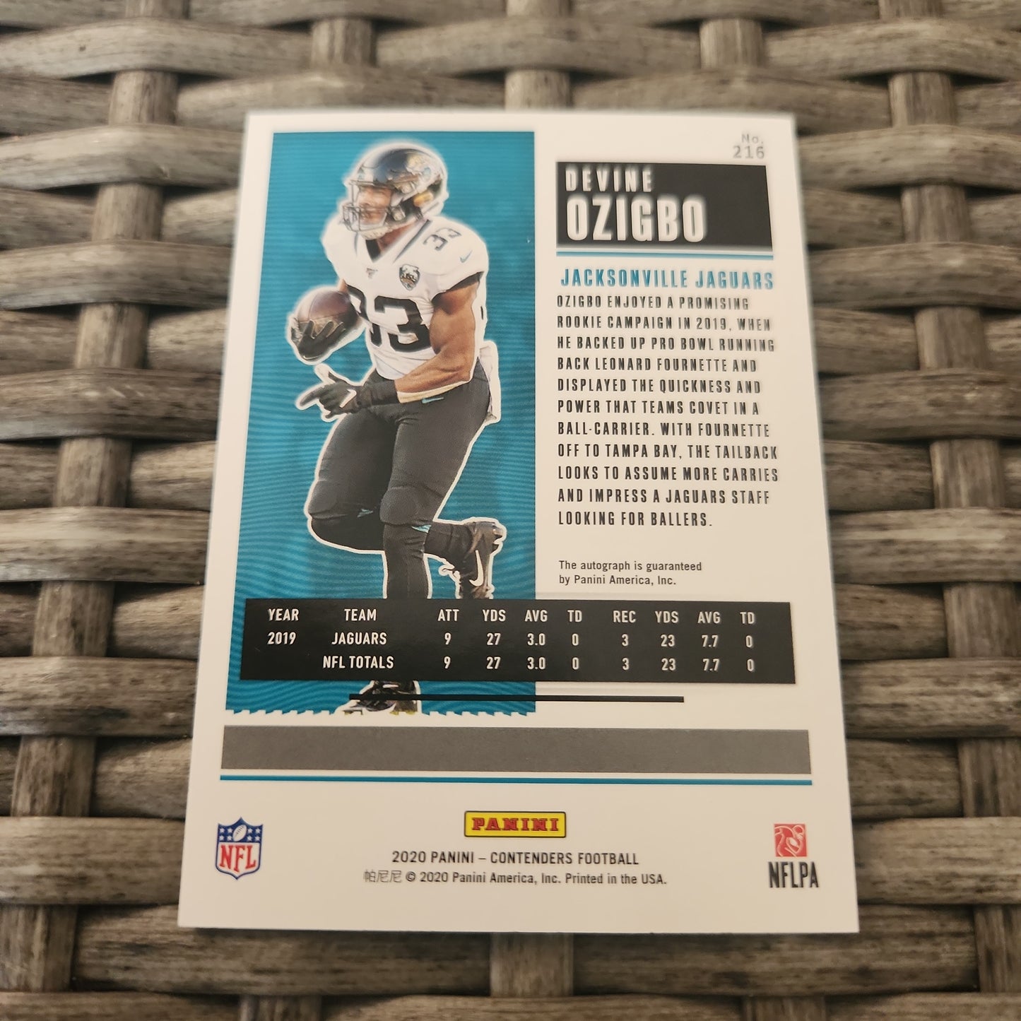 Panini Contenders Football Rookie Ticket Devine Ozigbo Auto #216