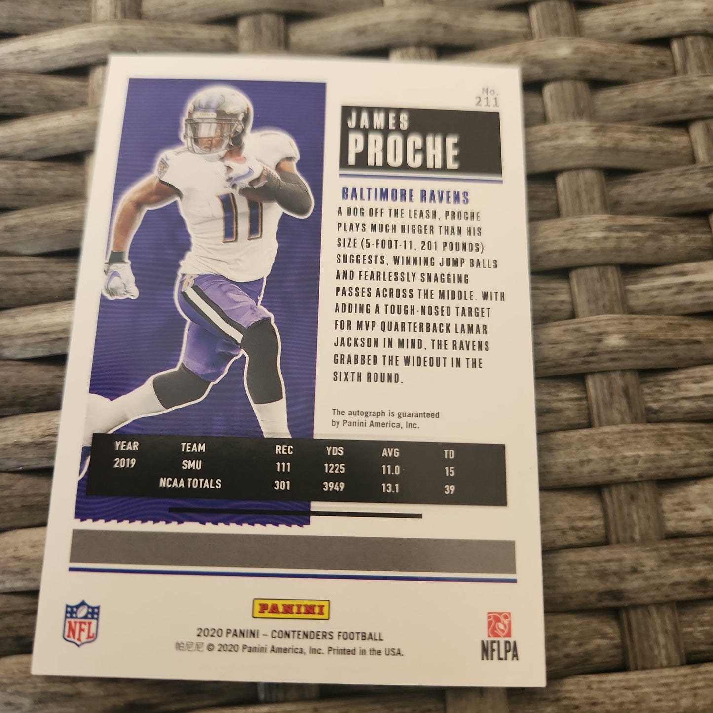 Panini Contenders Football Rookie Ticket James Proche Auto #211