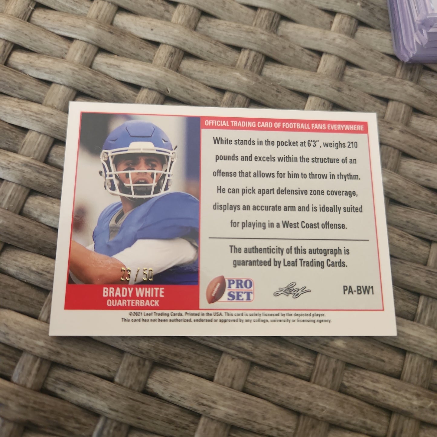 Leaf Pro Set Red Parallel Cracked Ice Brady White RC Auto 23/50 #PA-BW1