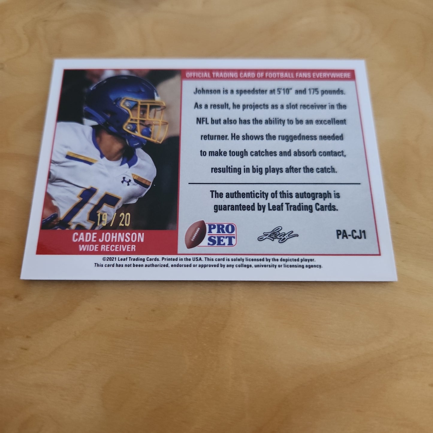 Leaf Pro Set Green Parallel Refractor Cade Johnson RC Auto 19/20 #PA-CJ1