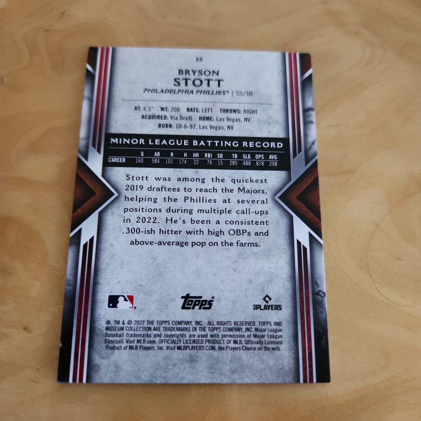 Topps MC Red Parallel Bryson Stott RC 6/50 #25 Same Color As The Philly Jersey