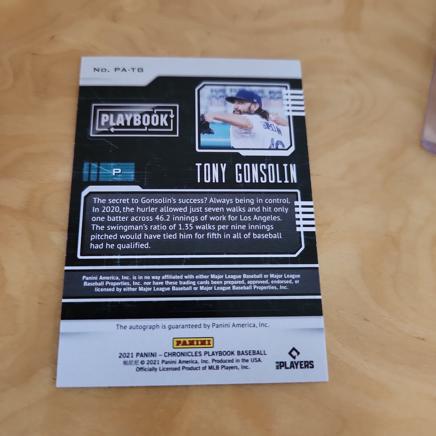 Panini Playbook Red Parallel Tony Gonsolin Auto 034/100 #PA-TG