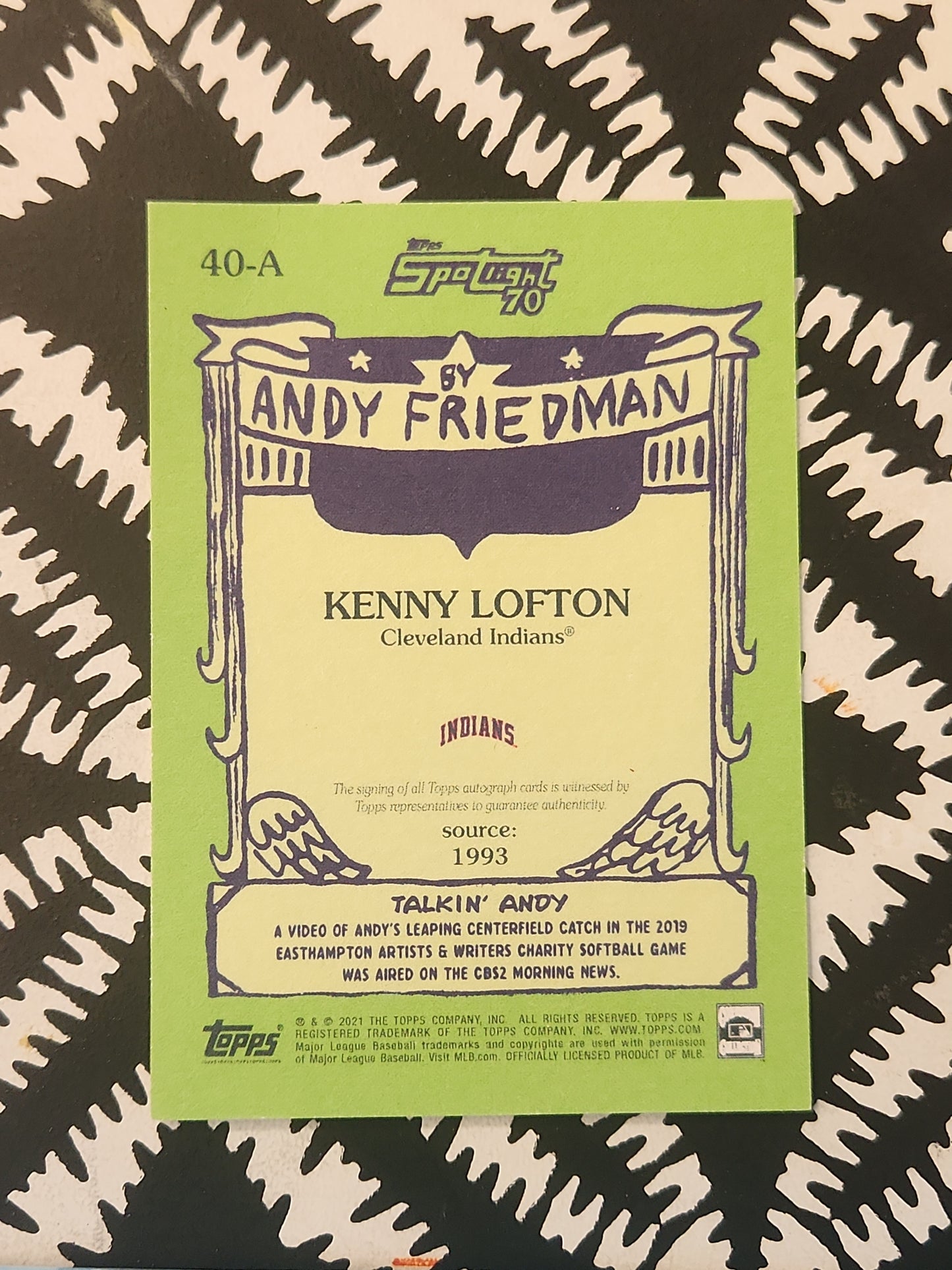 KENNY LOFTON 2021 Topps x Spotlight 70 Andy Friedman AUTO 40-A Indians autograph