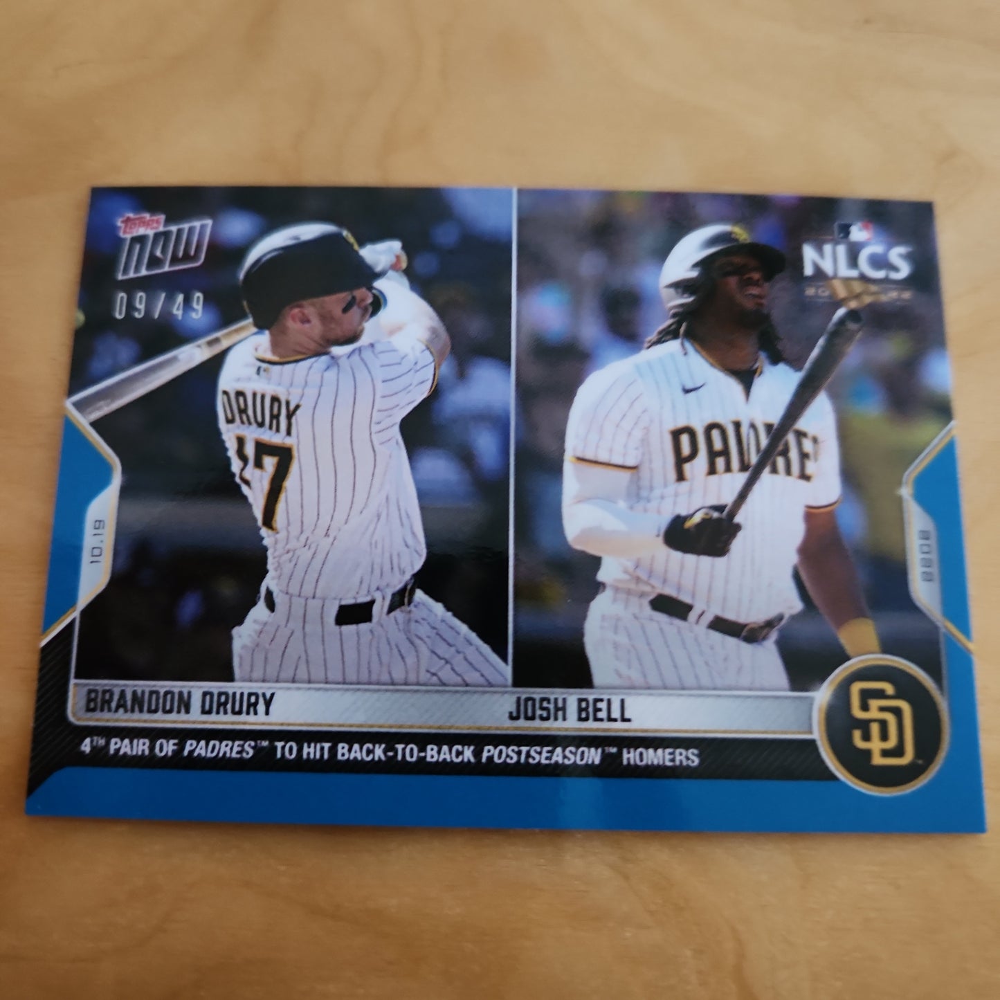 Topps Now NLCS Blue Parallel 09/49 Duo Brandon Drury & Josh Bell #1103