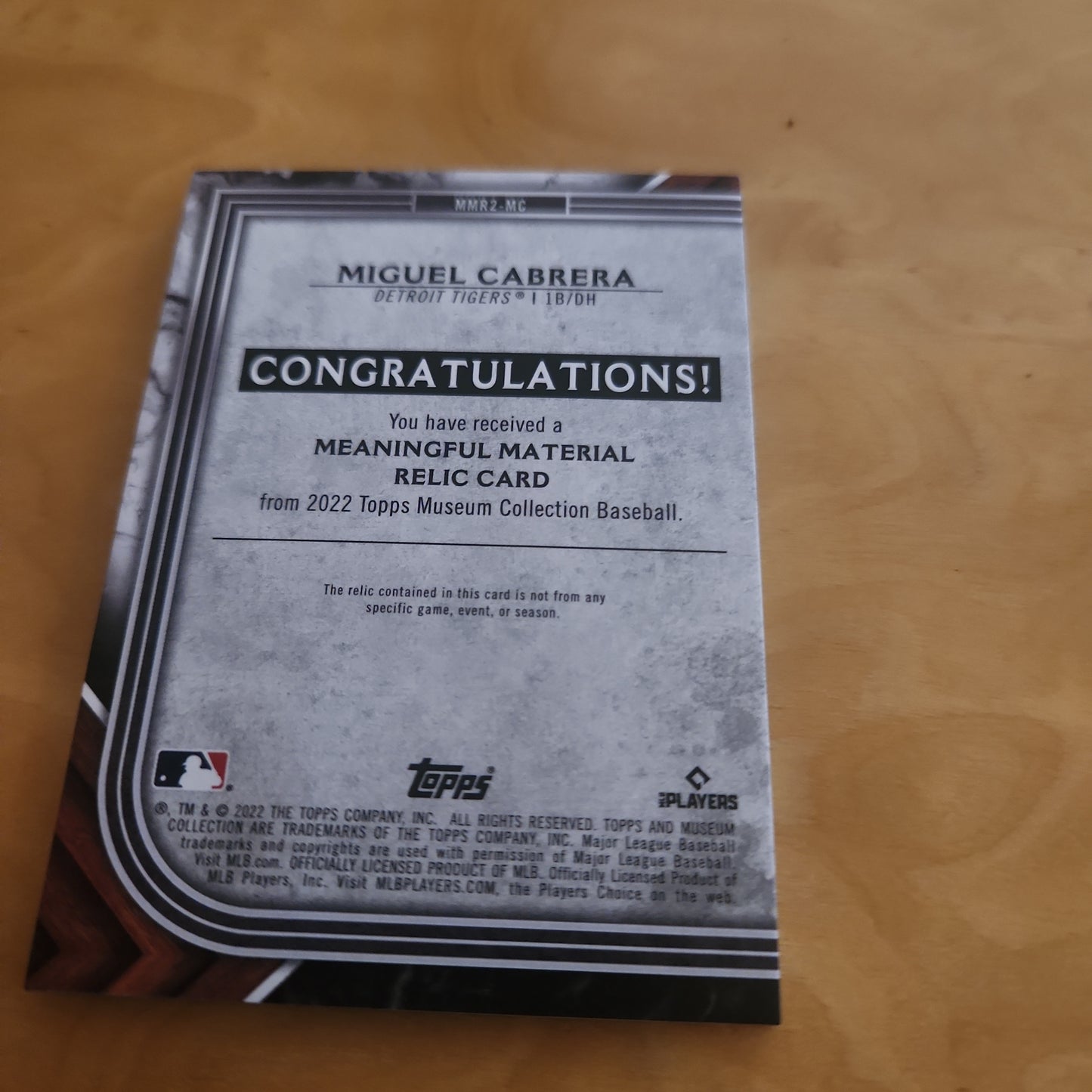 Topps MC Orange Parallel Miguel Cabrera Jersey Patch 9/35 #MMR2-MC