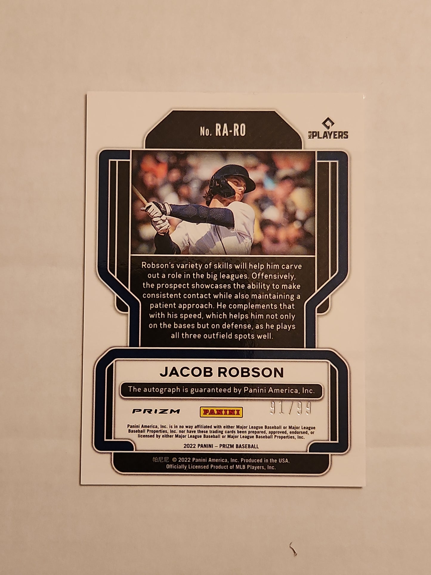 Jacob Robson 2022 Panini Prizm Rookie Autographs Red Prizm 91/99 #RA-RO - Tigers