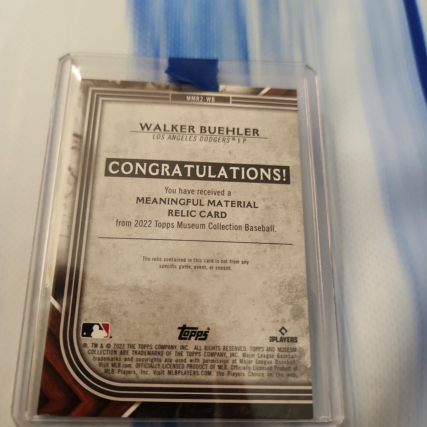 Topps MC Meaningful Material Walker Buehler Jersey Patch 19/50 #MMR2-WB