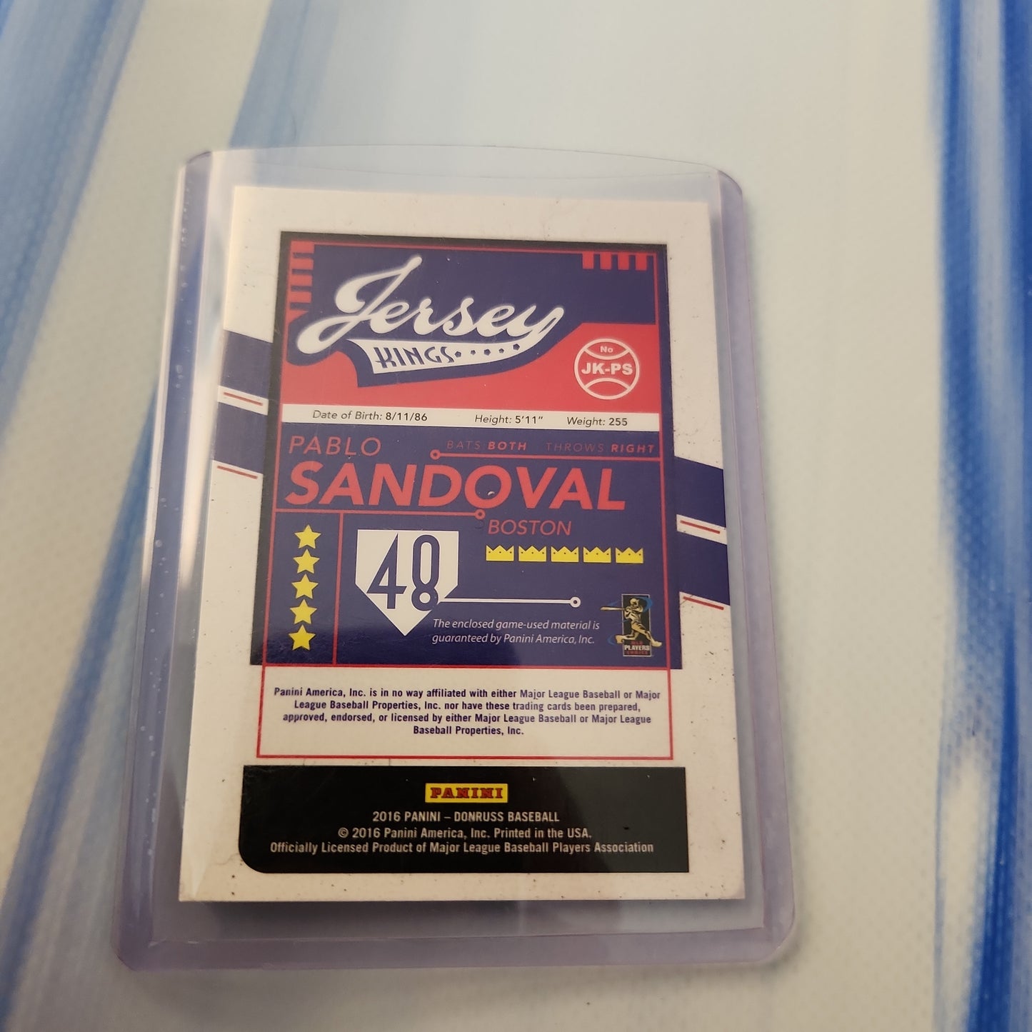 Panini Donruss Red Parallel Pablo Sandoval Jersey Patch 11/49 #JK-PS