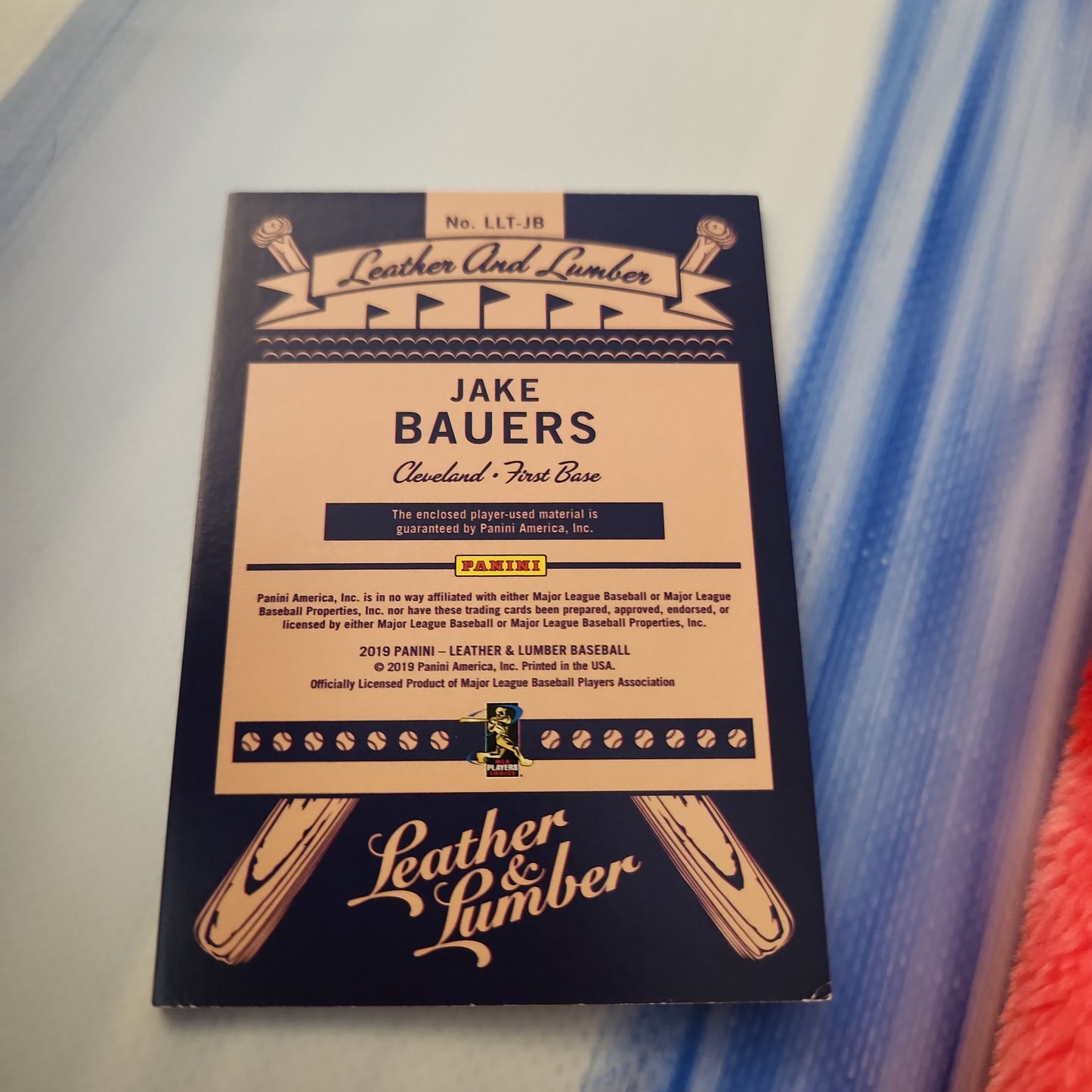 Panini Leather Lumber Blue Parallel Jake Bauers Triple Relic #LLT-JB