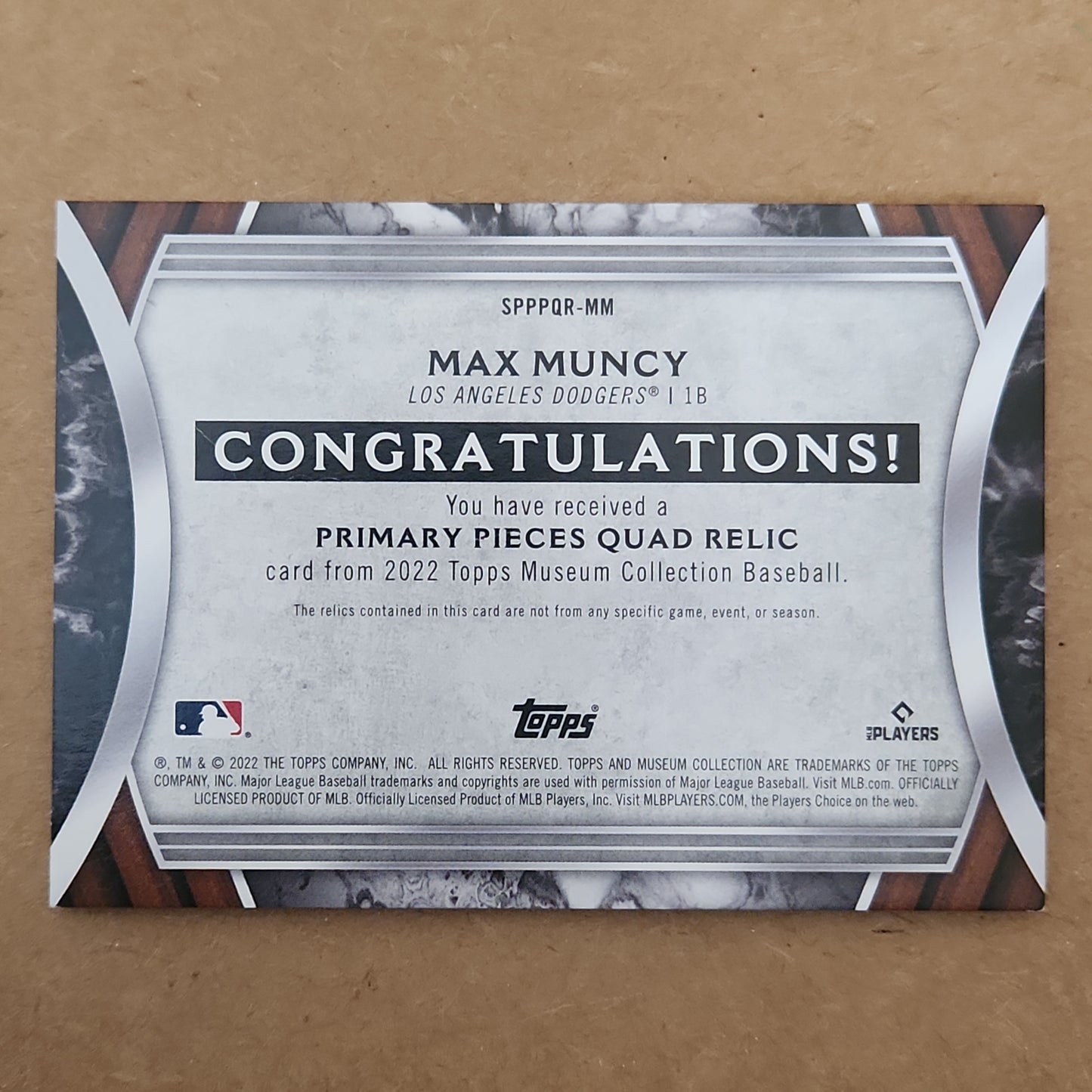 2022 Topps Museum Collection Primary Pieces Quad Relics Max Muncy MEM 75/99 NM-MT+