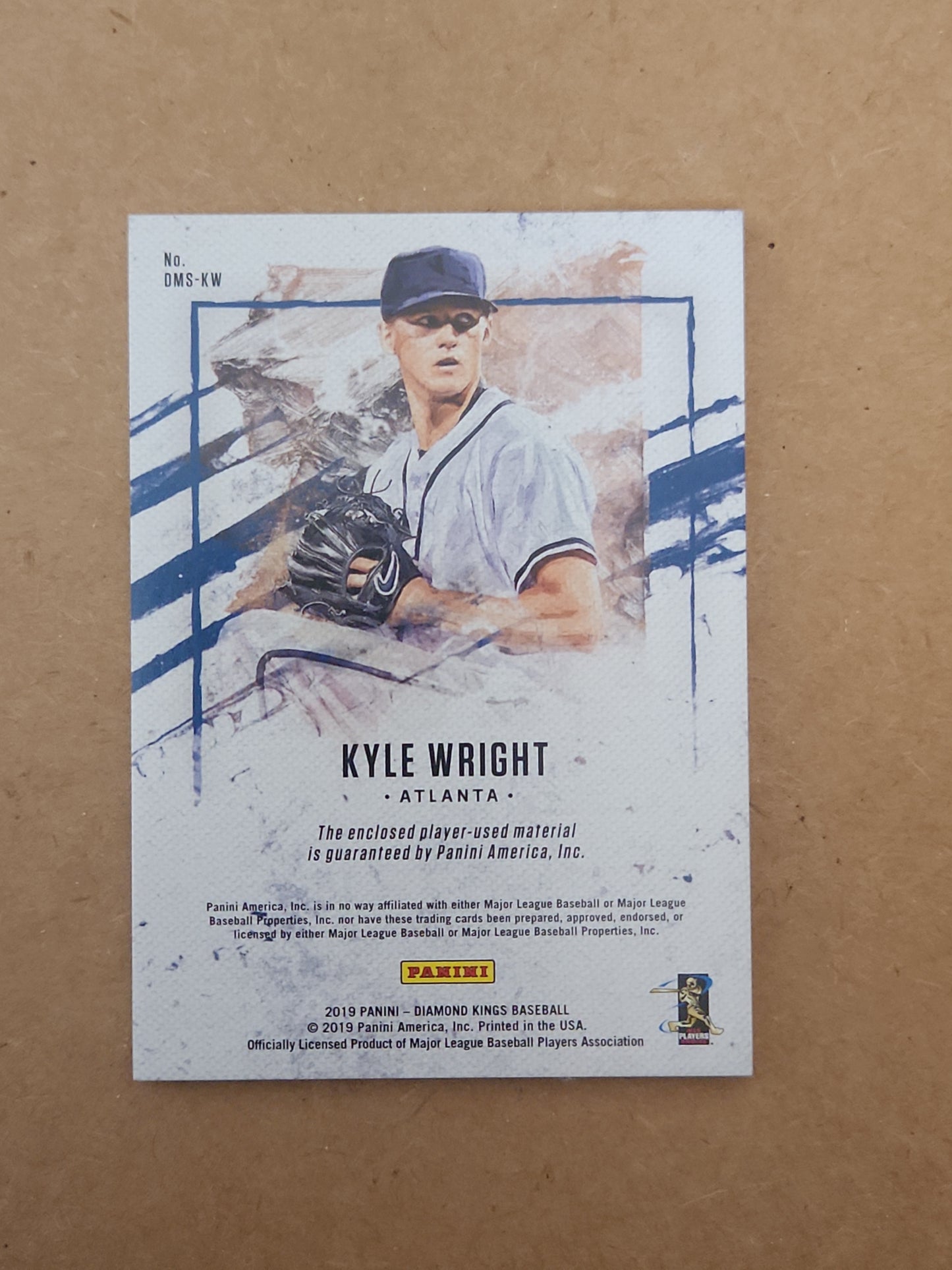 Kyle Wright 2019 Diamond Kings DMS-KW Dual Swatch Game Used Materials Braves 54/99