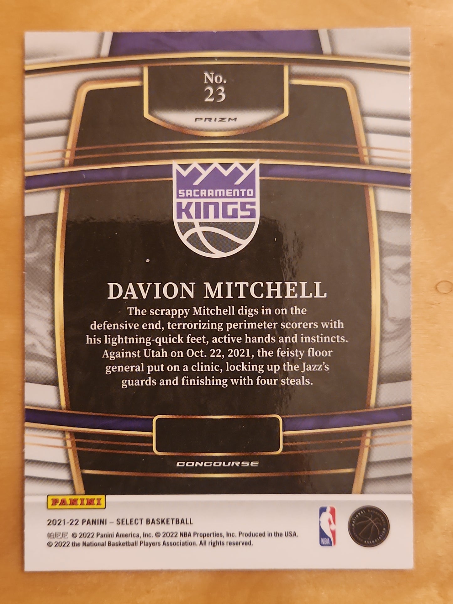 2021-22 Panini Select Basketball #23 DAVION MITCHELL RC Concourse