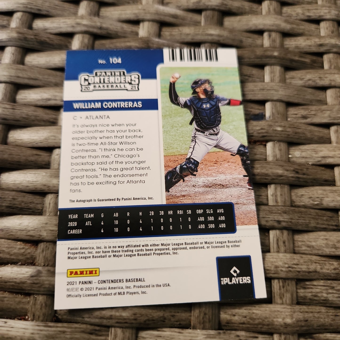 Panini Contenders Rookie Ticket William Contreras RC Auto #104