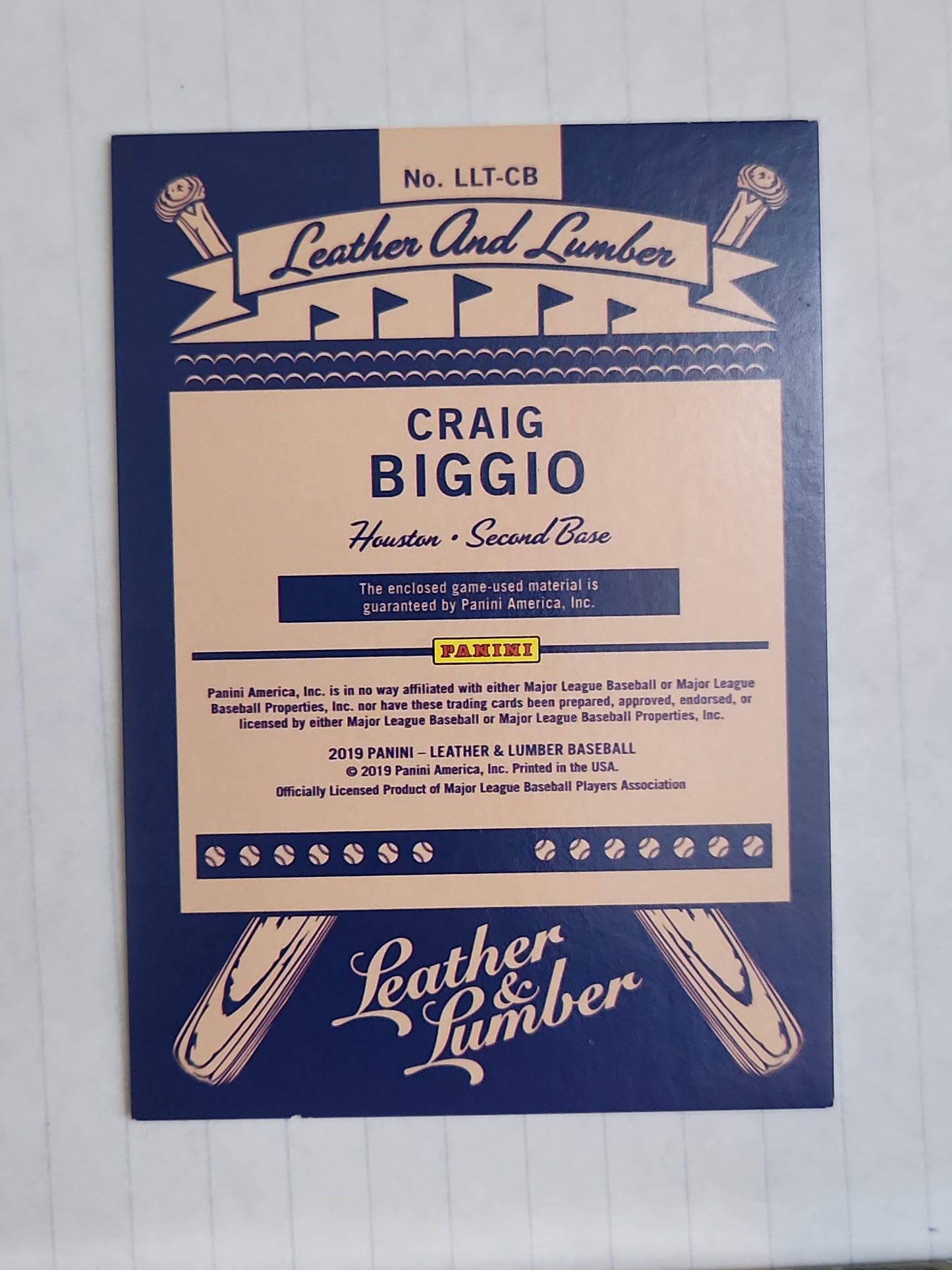 2019 Panini Leather & Lumber and Triple Relics Gold 126/199 Craig Biggio HOF