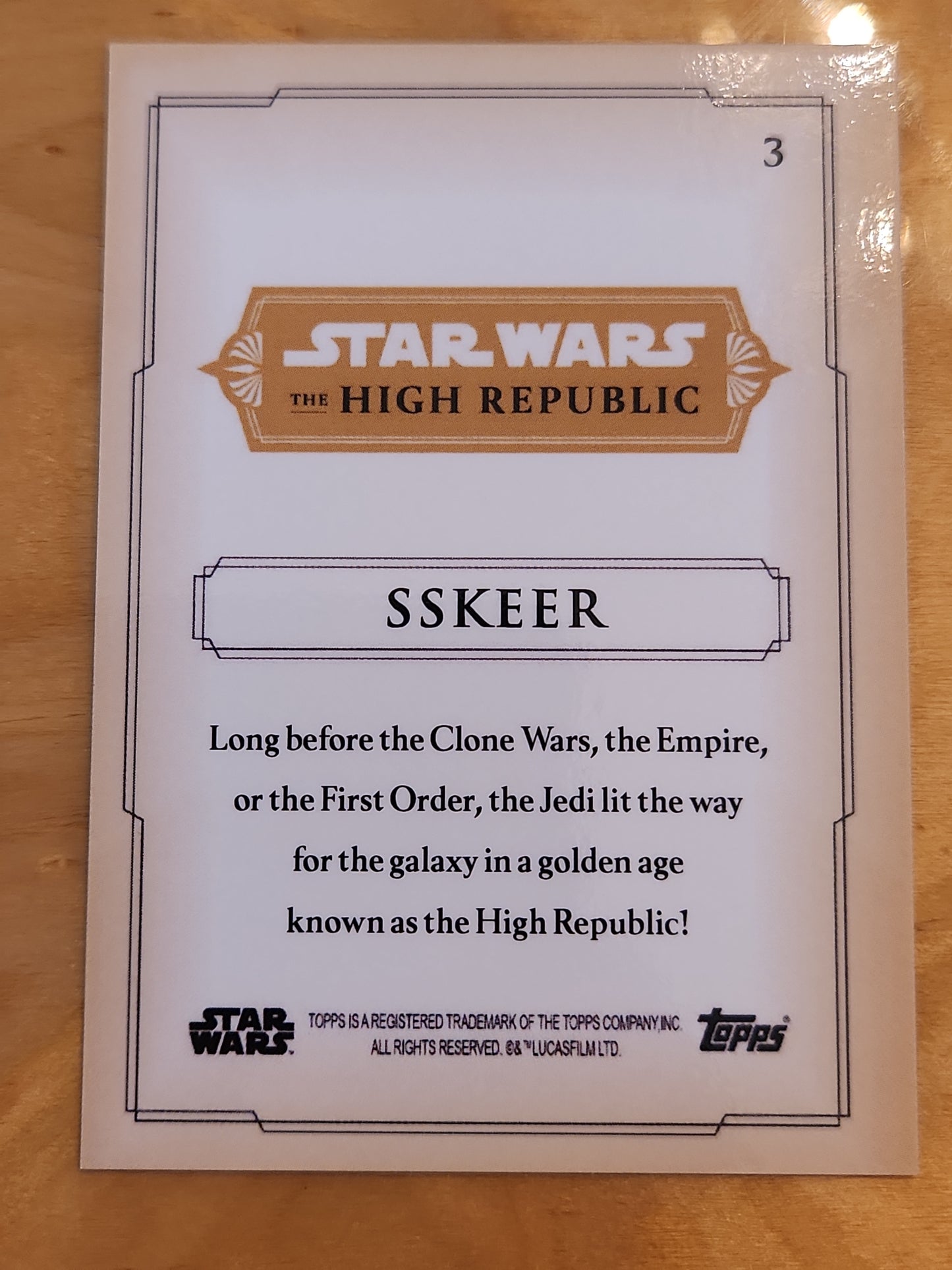 Star Wars The High Republic; 2021 Topps On-Demand; Black 18/25 #3 SSKEER