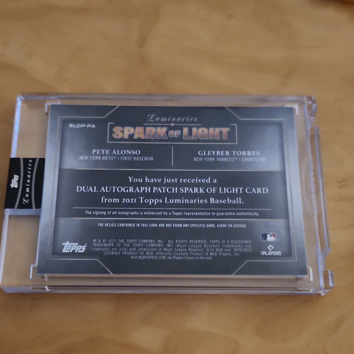 Topps Lumunaries Pete Alonso & Gleyber Torres Auto Jersey Patch #SLDP-PA