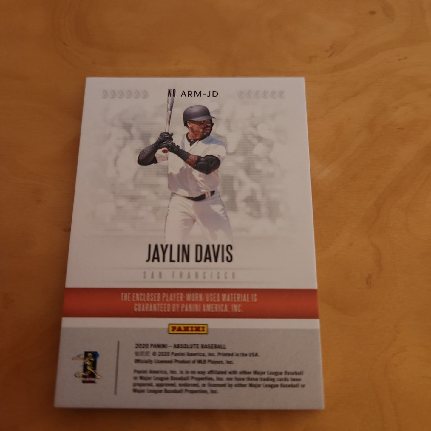 Panini Absolute Baseball Jaylen Davis RC Jersey Patch #ARM-JD