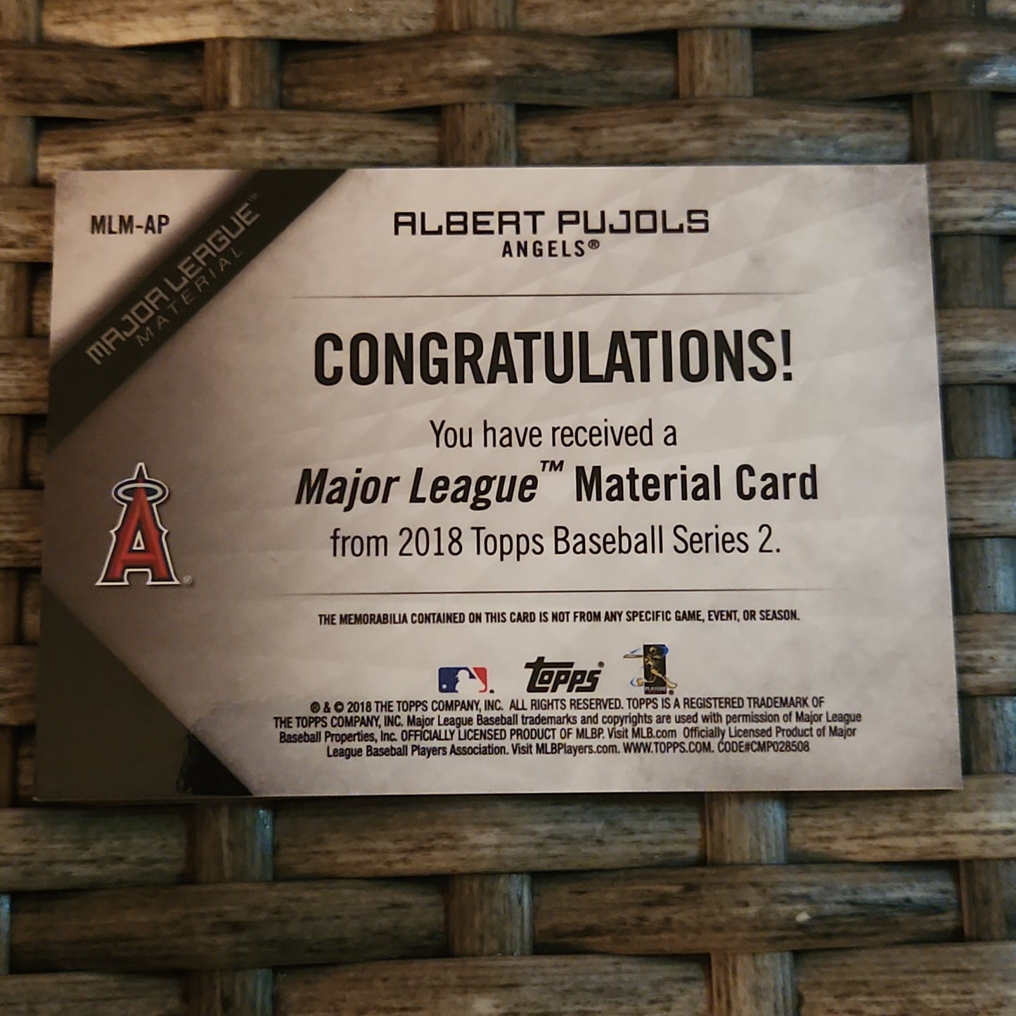 2018 Topps Albert Pujols GU Bat Relic Major League Material #MLM-AP