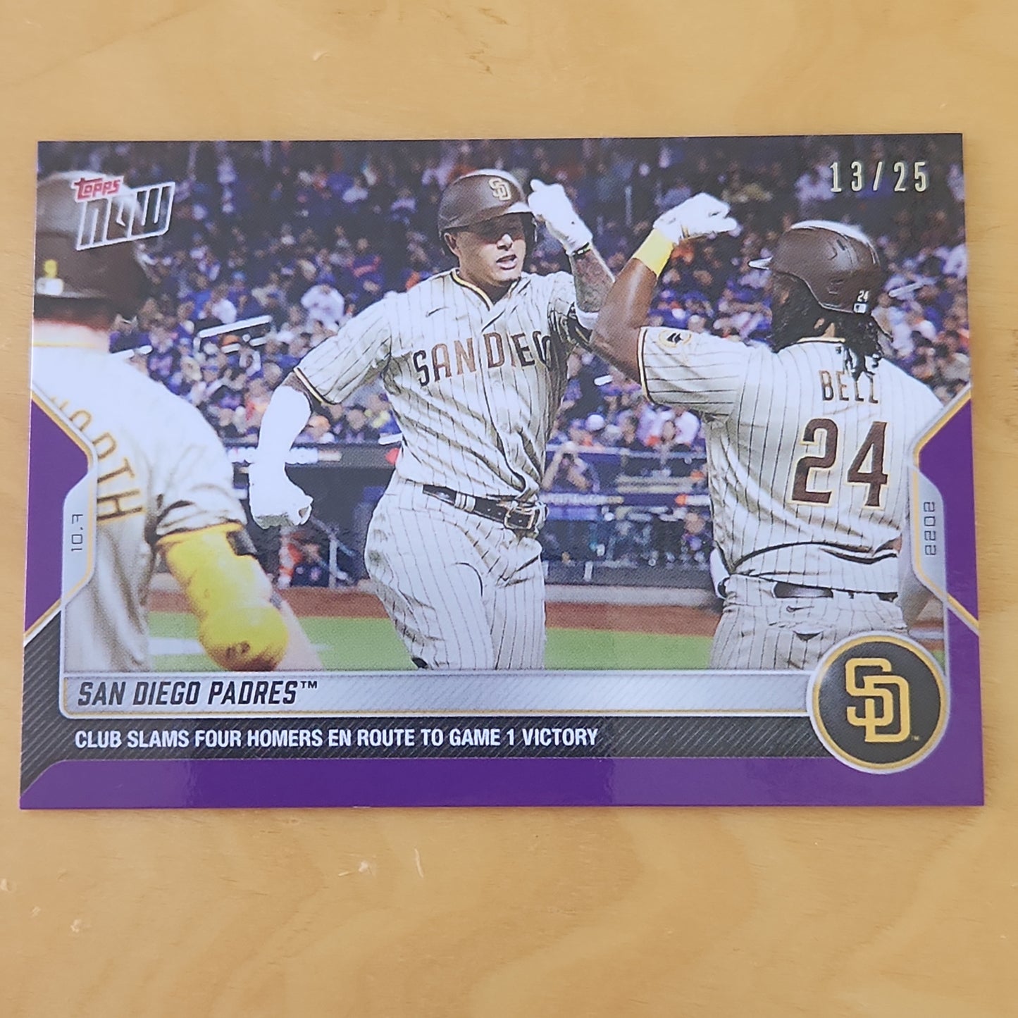 2022 Topps Now #1041 San Diego Padres Purple Parallel Card #d 13/25