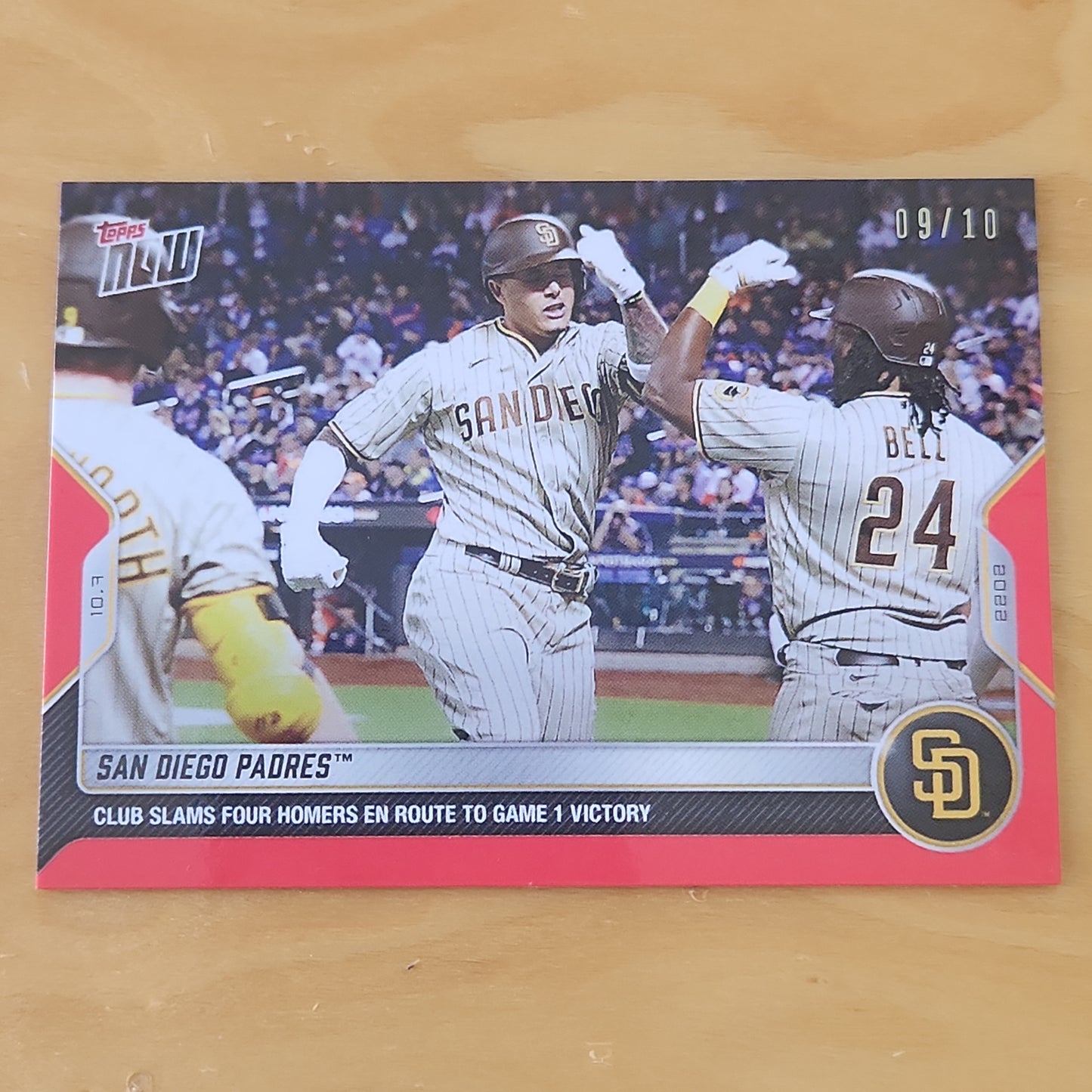 2022 Topps Now #1041 San Diego Padres Red Parallel Card #d 09/10