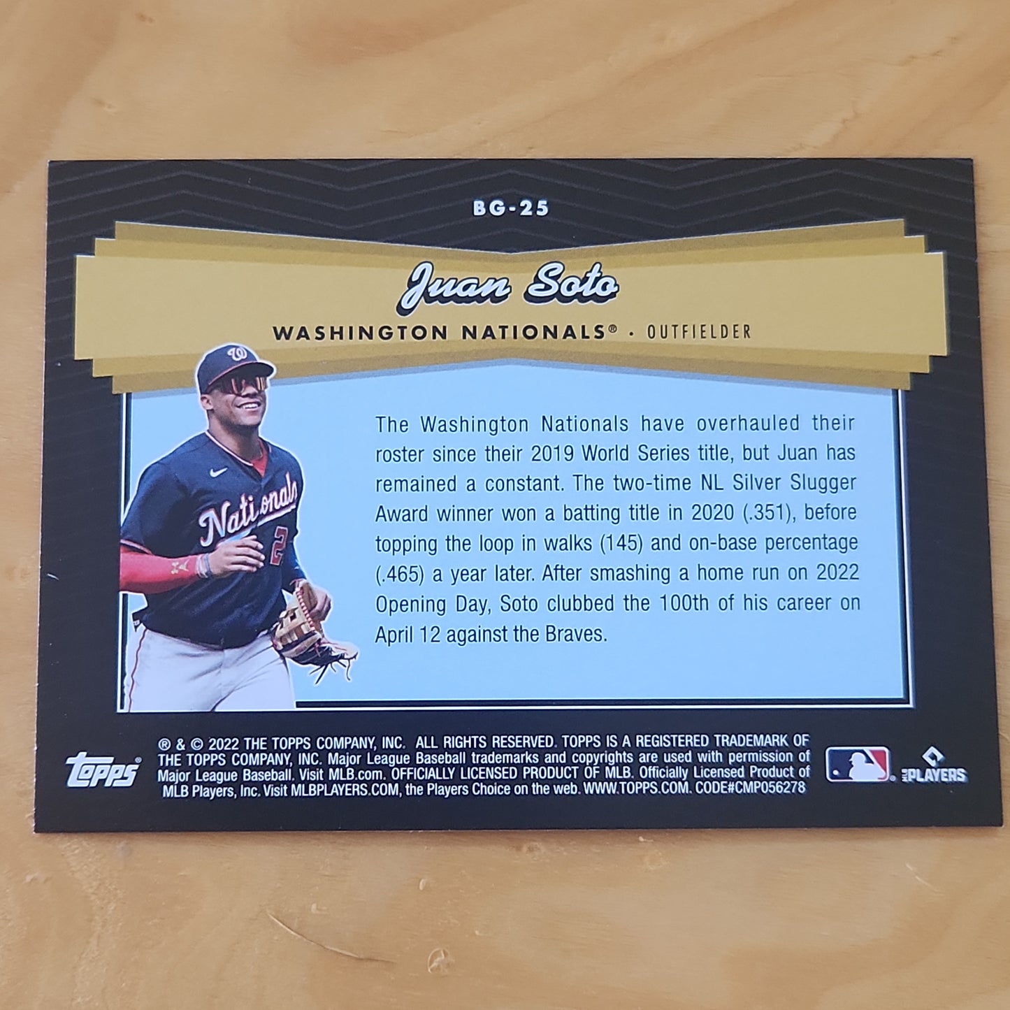 2022 Topps Update Juan Soto #BG-25 Black Gold Padres Nationals
