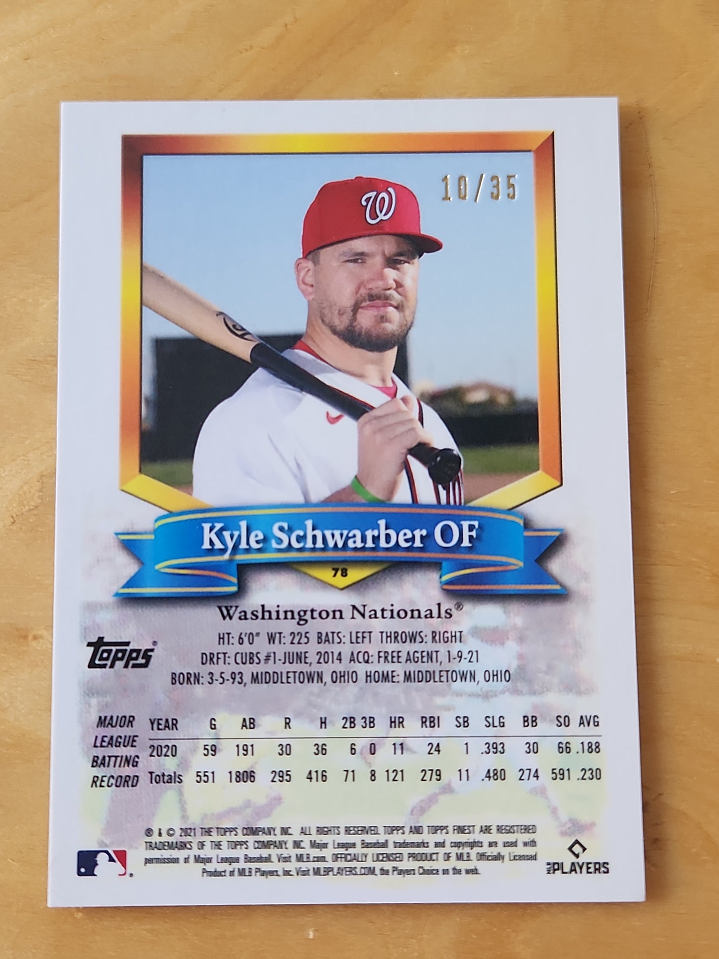 2021 Topps Fi est Flashbacks Kyle Schwarber #78 Washington Nationals Exclusive Prizm Parellel 10/35