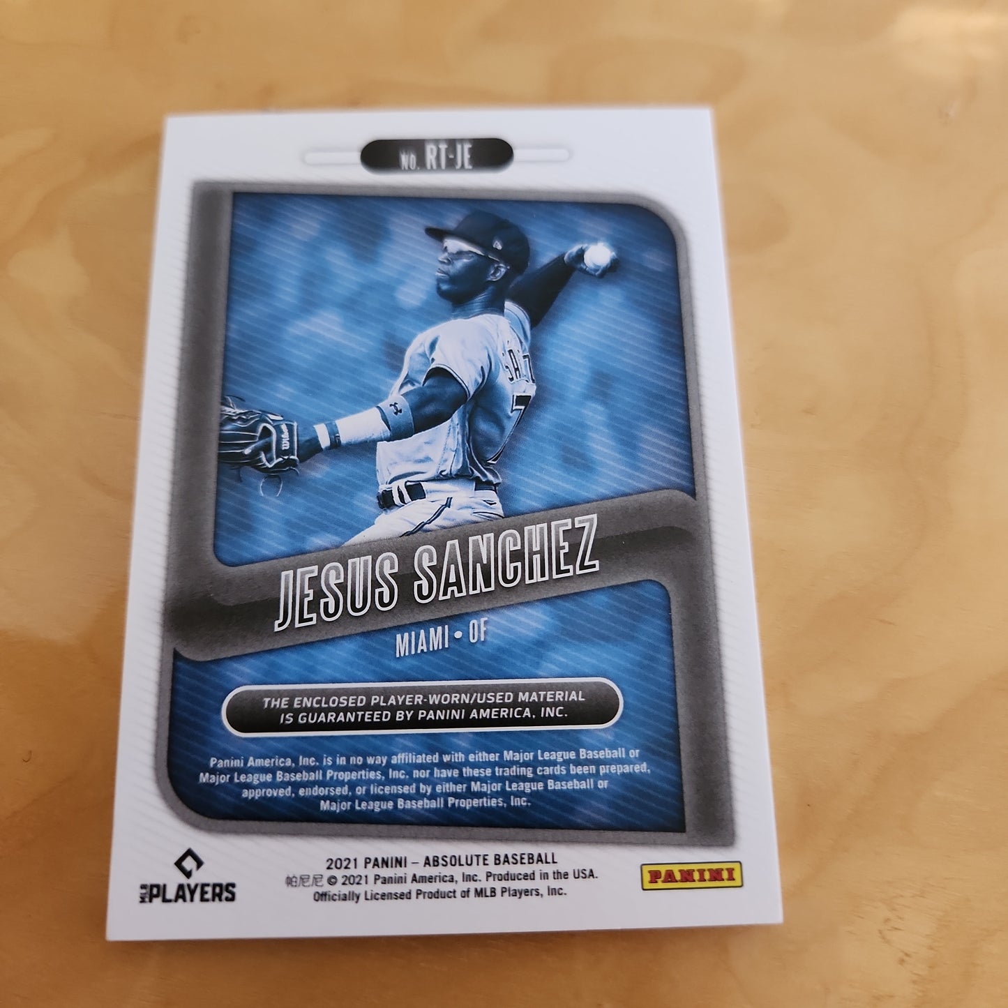 Panini Absolute Baseball Rookie Threads Jesus Sanchez RC Jersey Patch #RT-JE