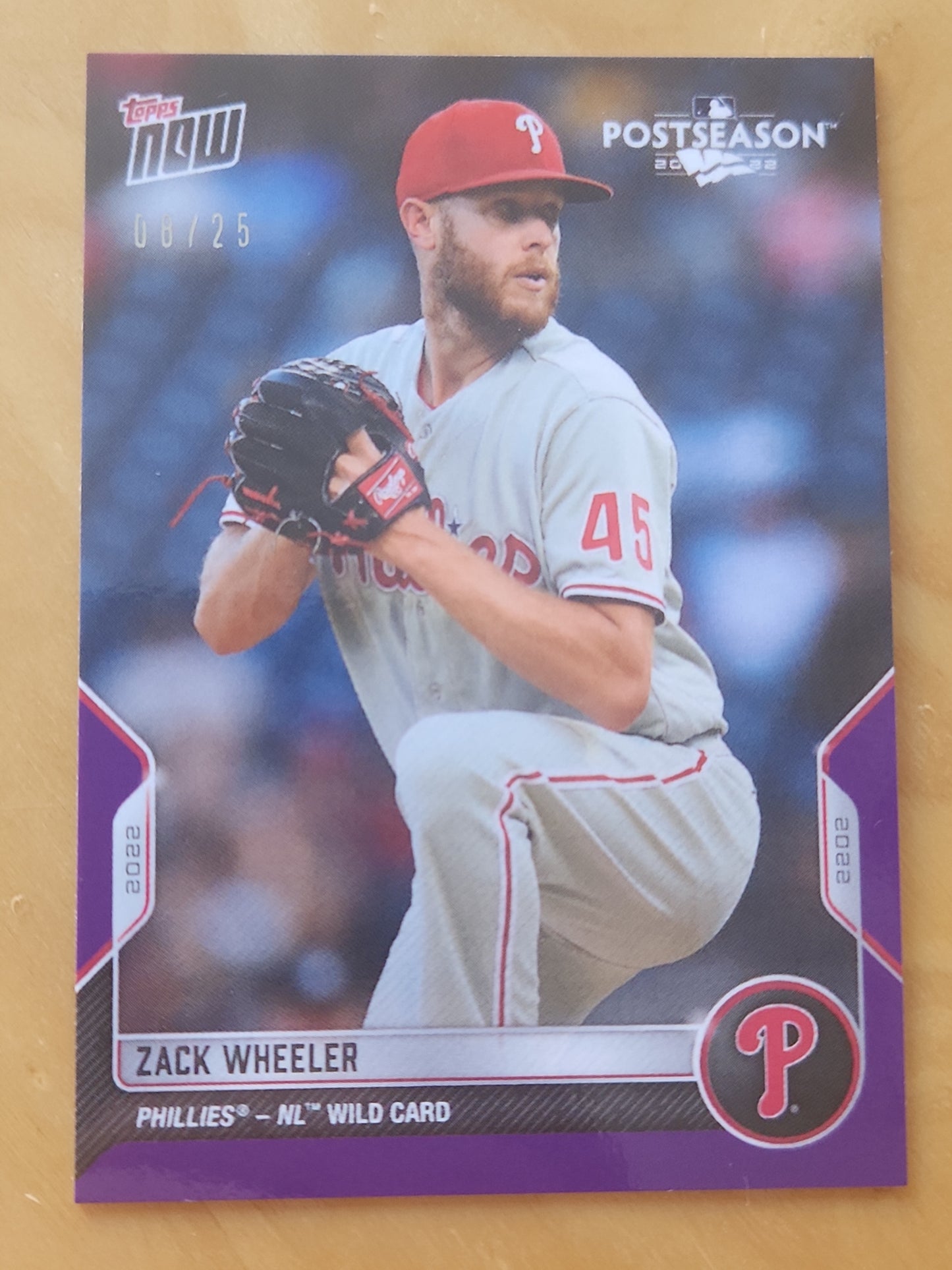 2022 TOPPS NOW PotSeason Zack Wheeler PURPLE PARALLEL CARD 08/25 Philadelphia Pillies#PS-117
