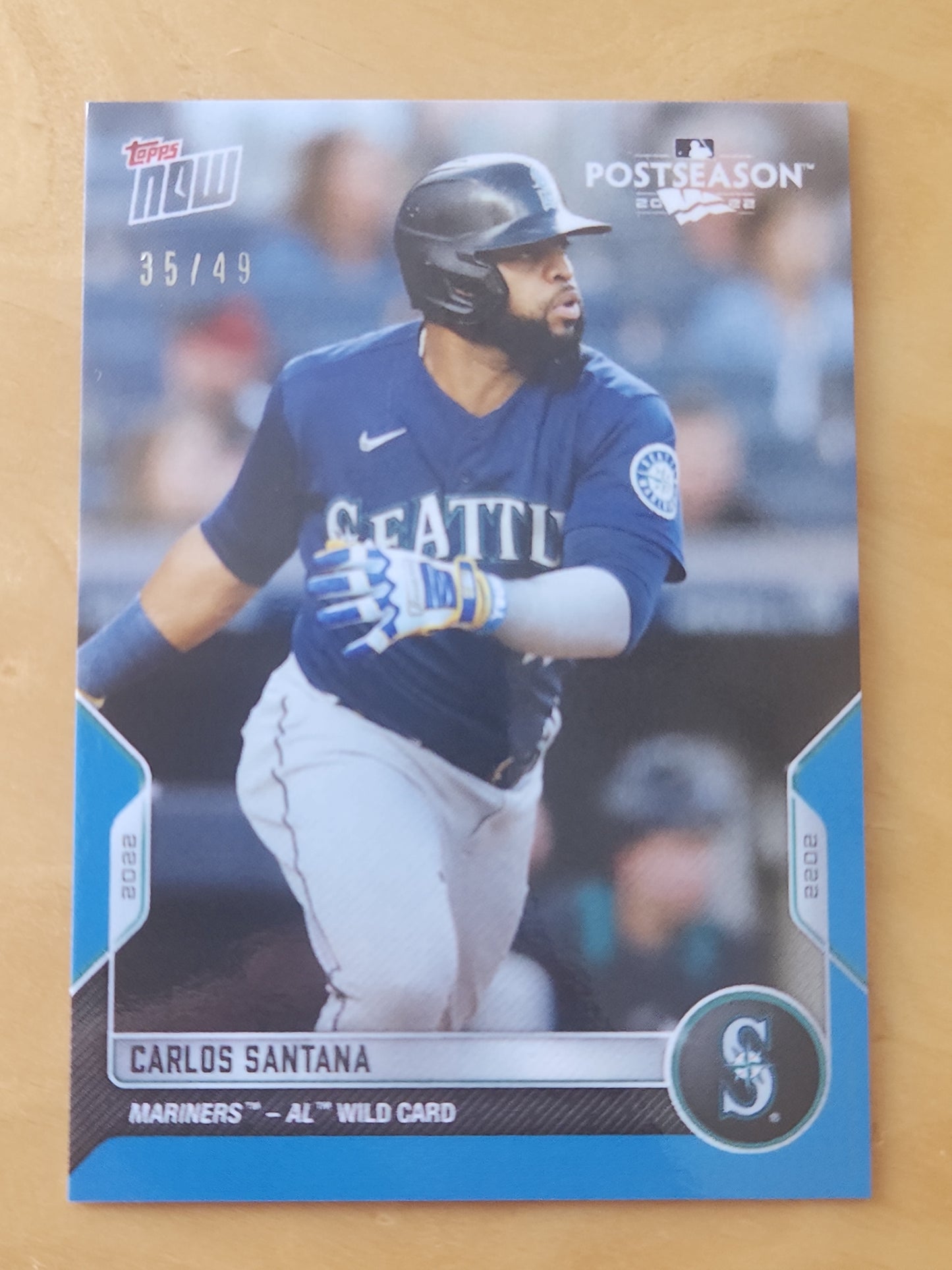 2022 TOPPS NOW PotSeoson Carlos Santana Blue PARALLEL CARD 35/49 Seattle Mariners #PS-96