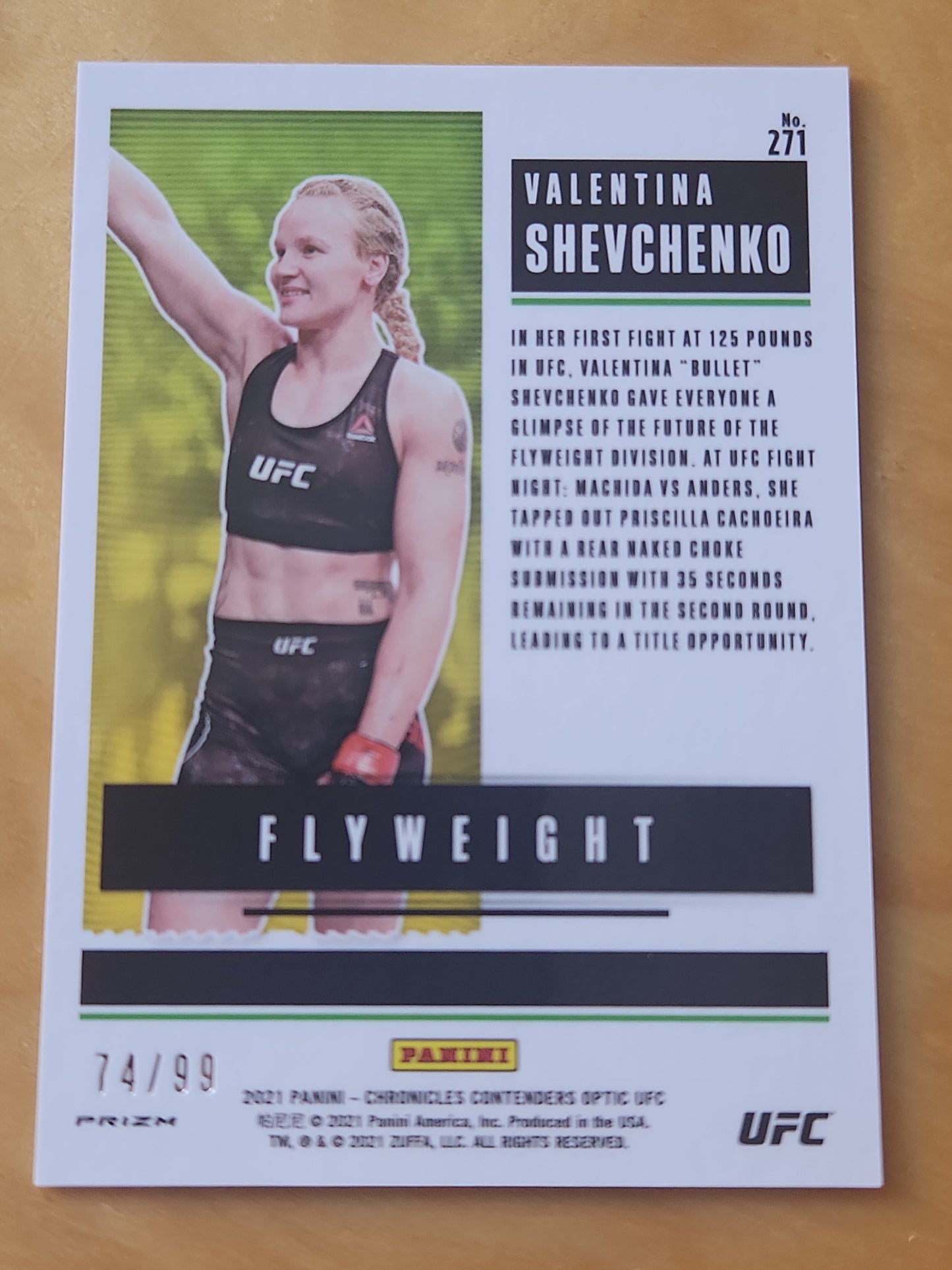2021 Panini Chronicles UFC Contenders Optic Valentina Shevchenko Blue Prizm 74/99