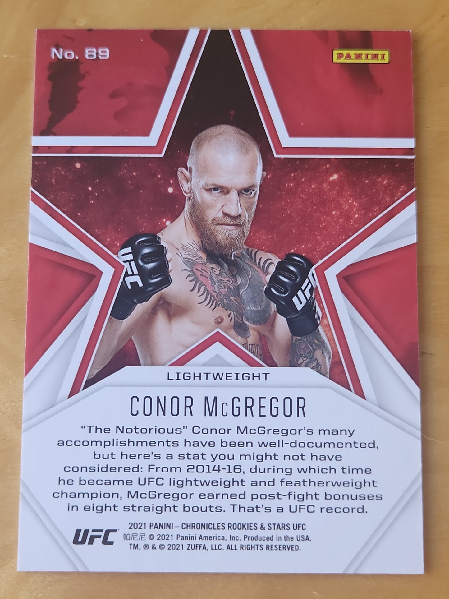 2021 Panini Chronicles UFC Conor McGregor Rookies & Stars MMA #89 Red Parallel 040/149