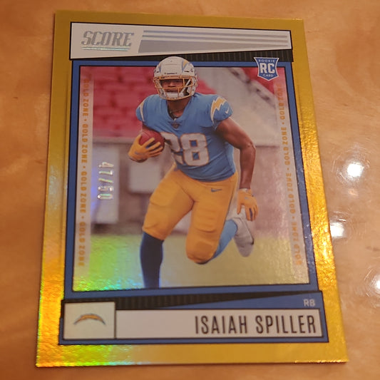 Panini Football Score Yellow Isaiah Spiller RC 47/50 #331