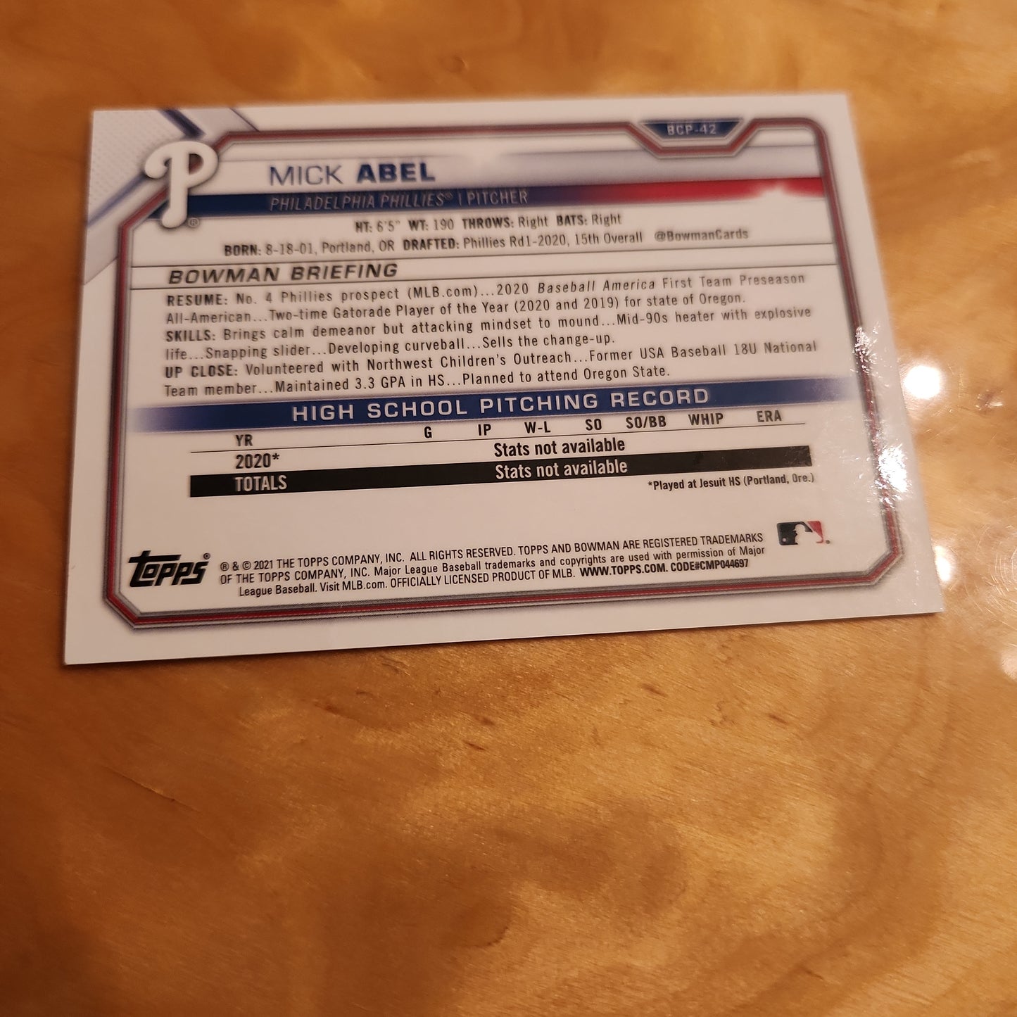 Topps Baseball Ist Bowman Chrome Pink Refractor Mivk Abel 184/199 #BCP-42