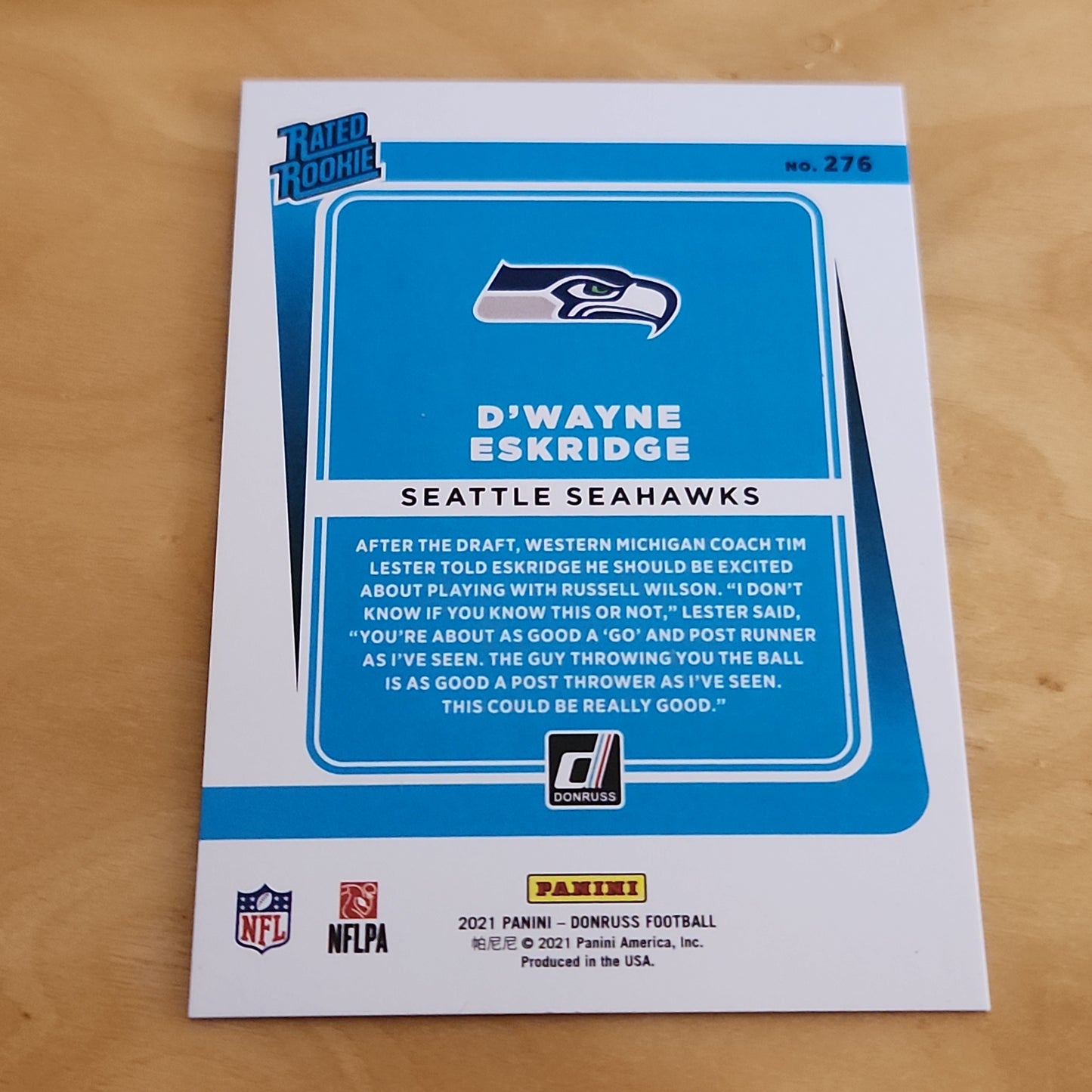 Panini Football Donruss Purple Rated Rookie D'Wayne Eskridge 086/500 #276