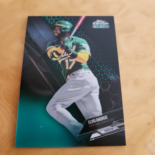 Topps Chrome Black Green Baseball Elvis Andrus 58/99 #24