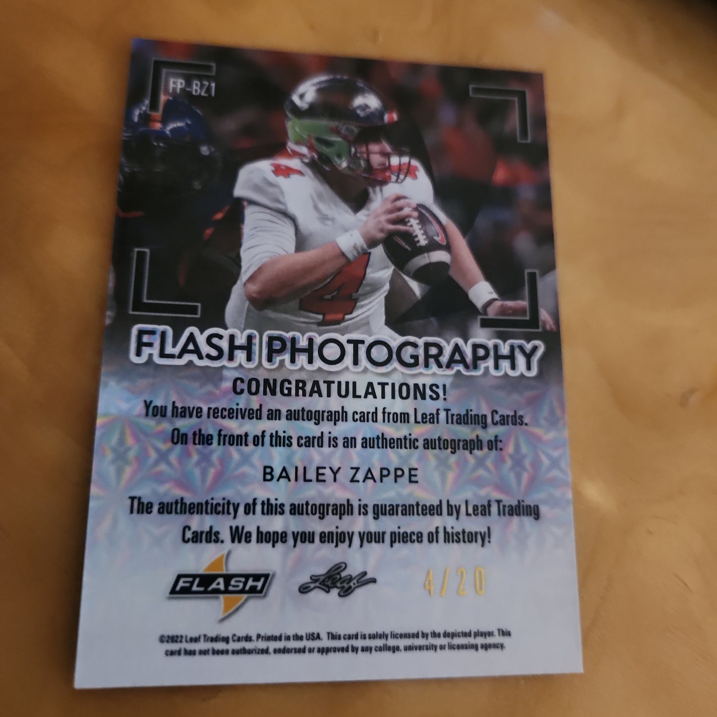 Leaf Flash Photography Disco Footbll Bailey Zappe Auto 4/20 #FP