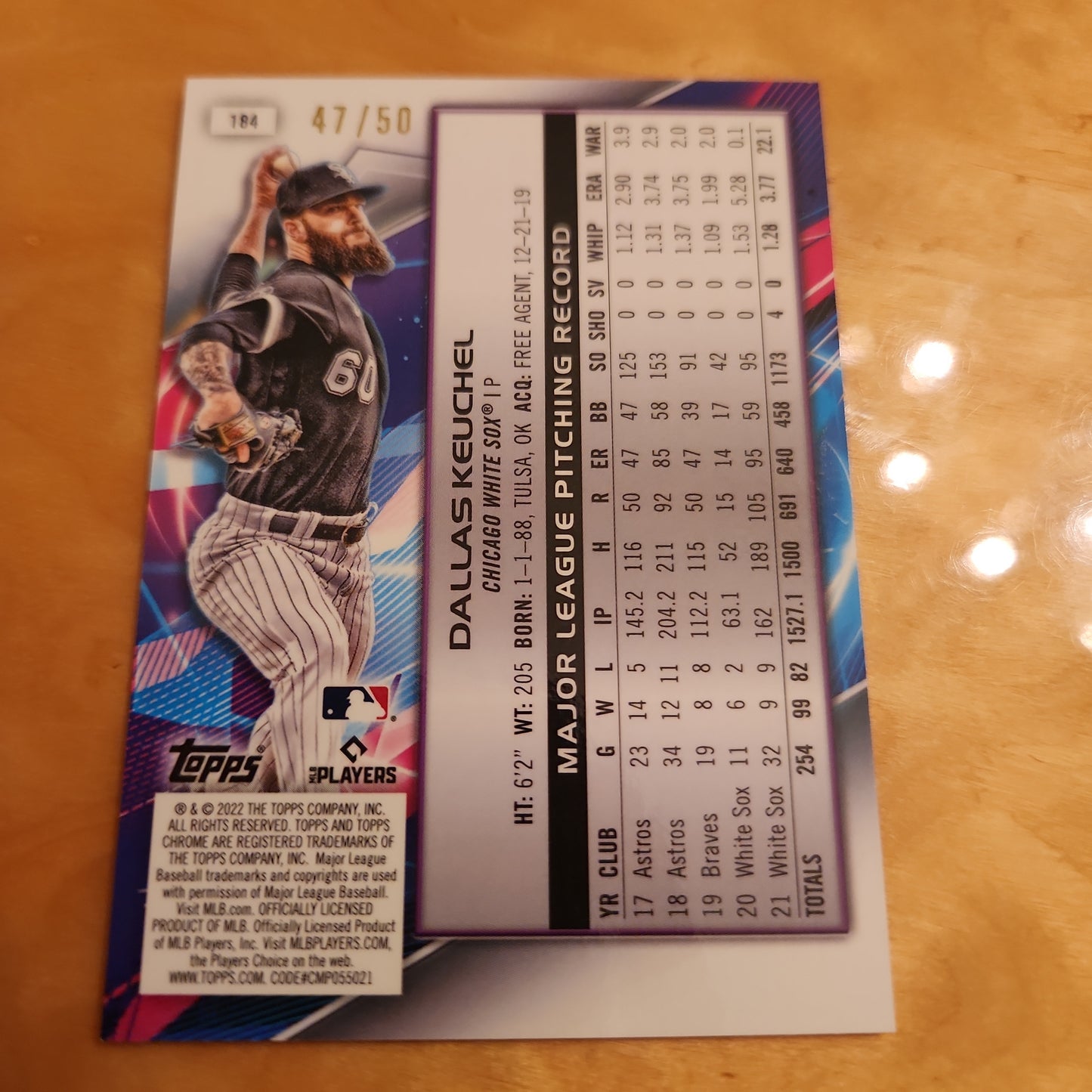 Toppps Cosmic Lazer Chrome Baseball Dallas Keuchel 47/50 #184