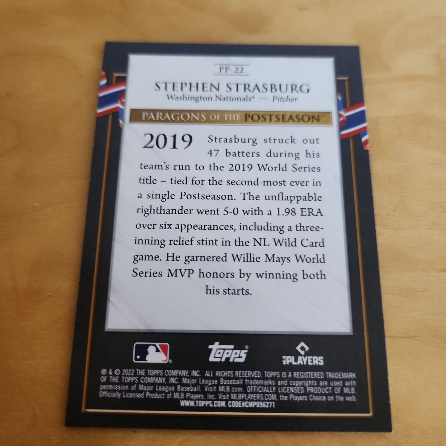 Topps Blue Pargons Of The Postseason Stephen Stasburg #PP-22