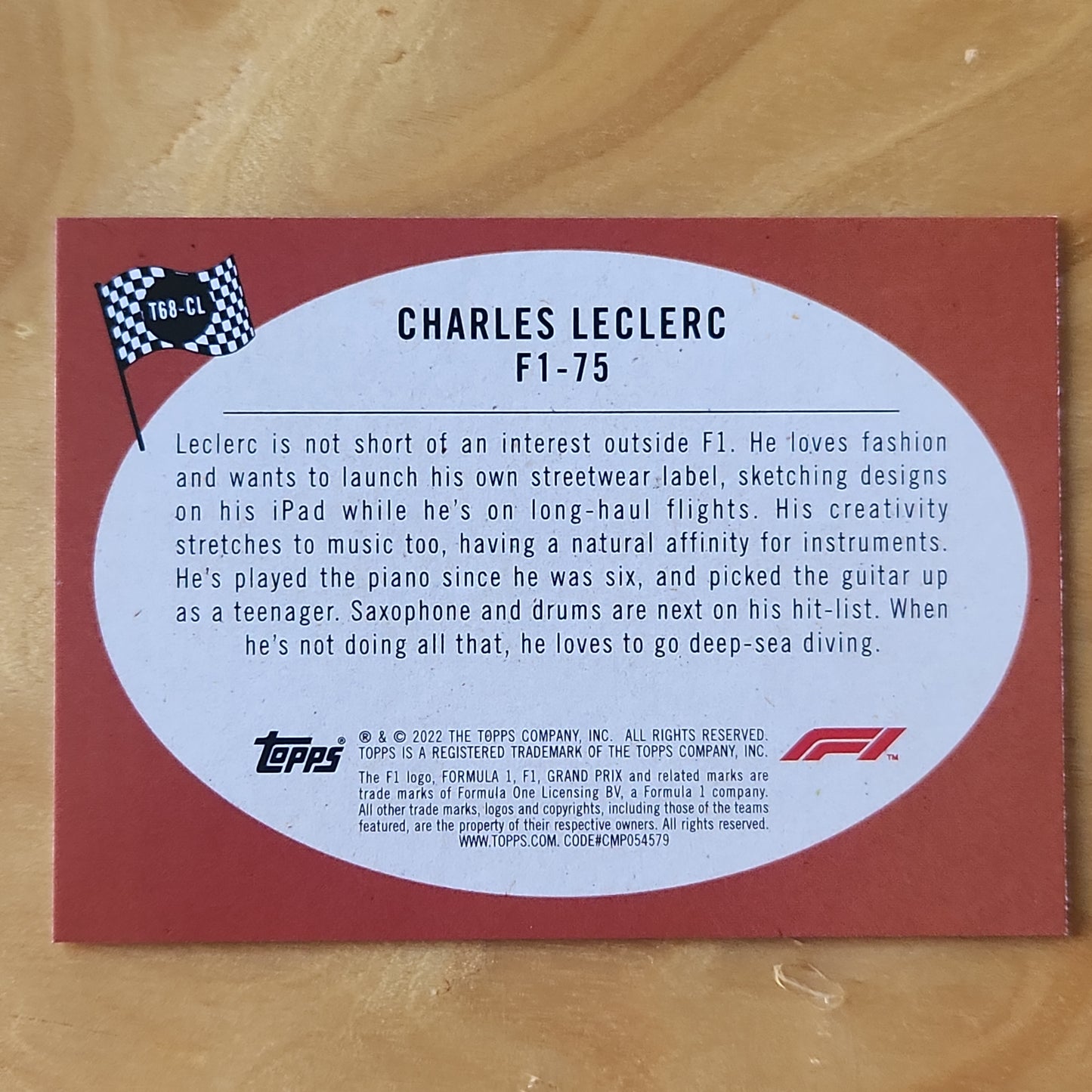 2022 Topps F1 Racer Scuderia Ferrari Charles Leclerc F1-75 #T68-CL