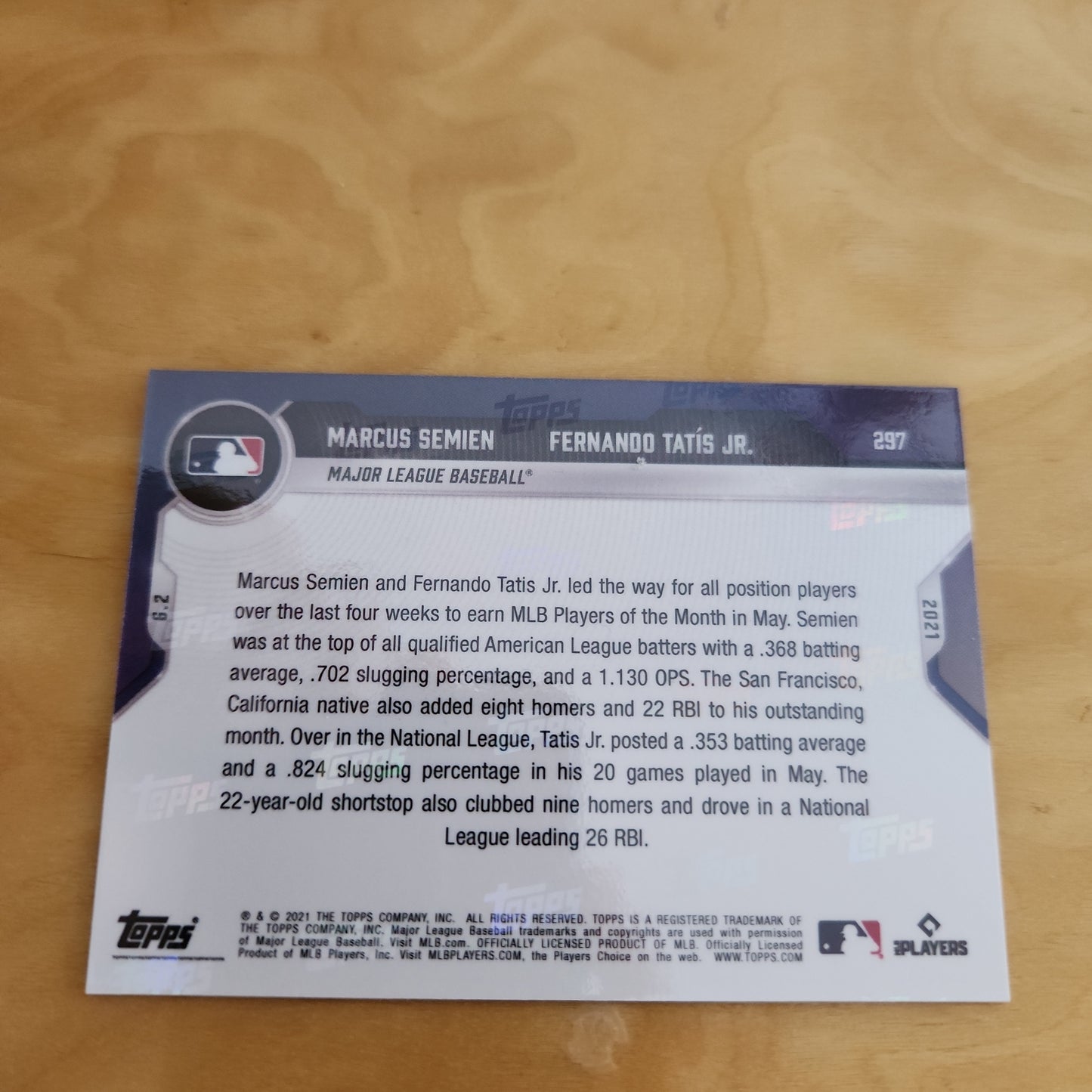 Topps Now Blue Marcus Semien & Fernando Tatis Jr. 15/49 #297