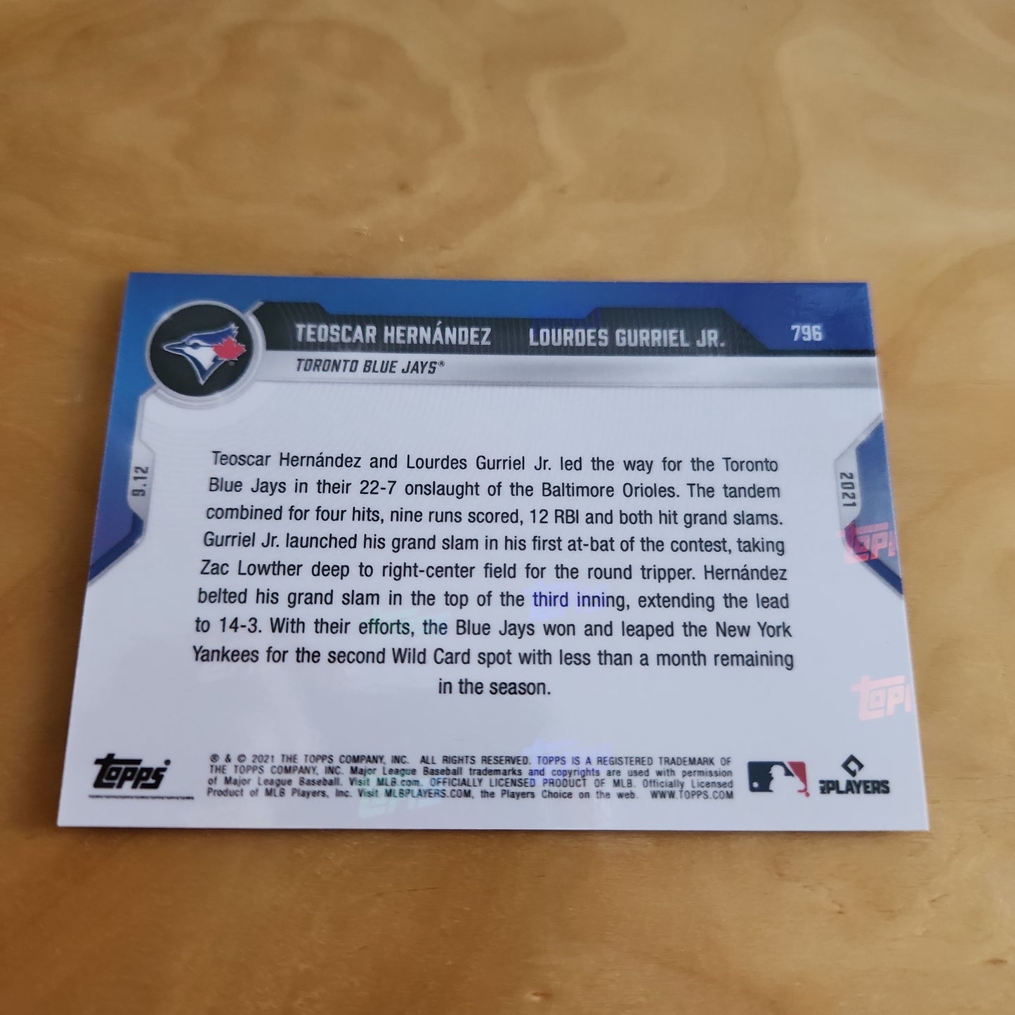 Topps Now Purple Teodscar Hernández & Lourdes Gurriel.Jr. 12/25 #796