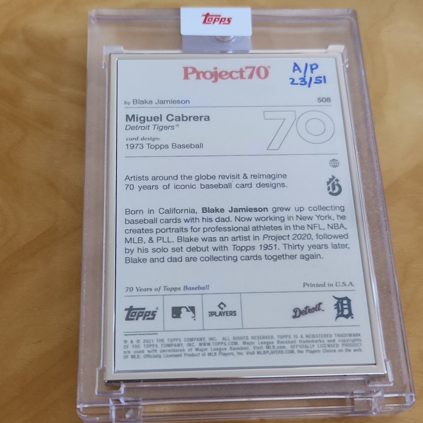 Topps Project 70 ArtbBy: Blake Jamleson Miguel Cabrera A/P 23/51 #508