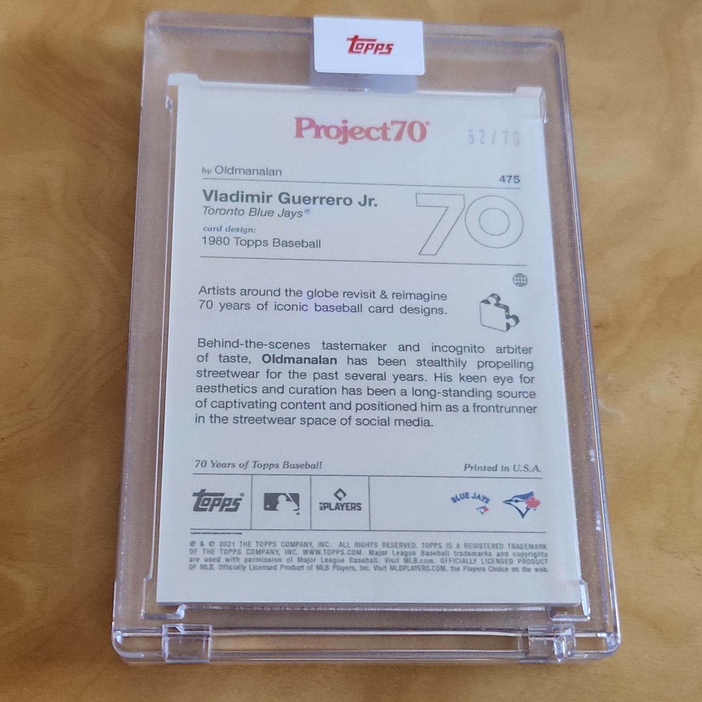 Topps Project 70 Artist Proof Rainbow Refractor  By: Oldmanalan Vladimir Guerrero Jr. 52/70 #475